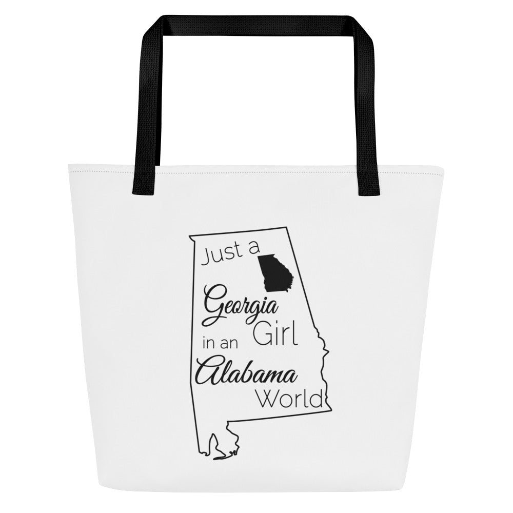 Just a Georgia Girl in an Alabama World Large Tote Bag