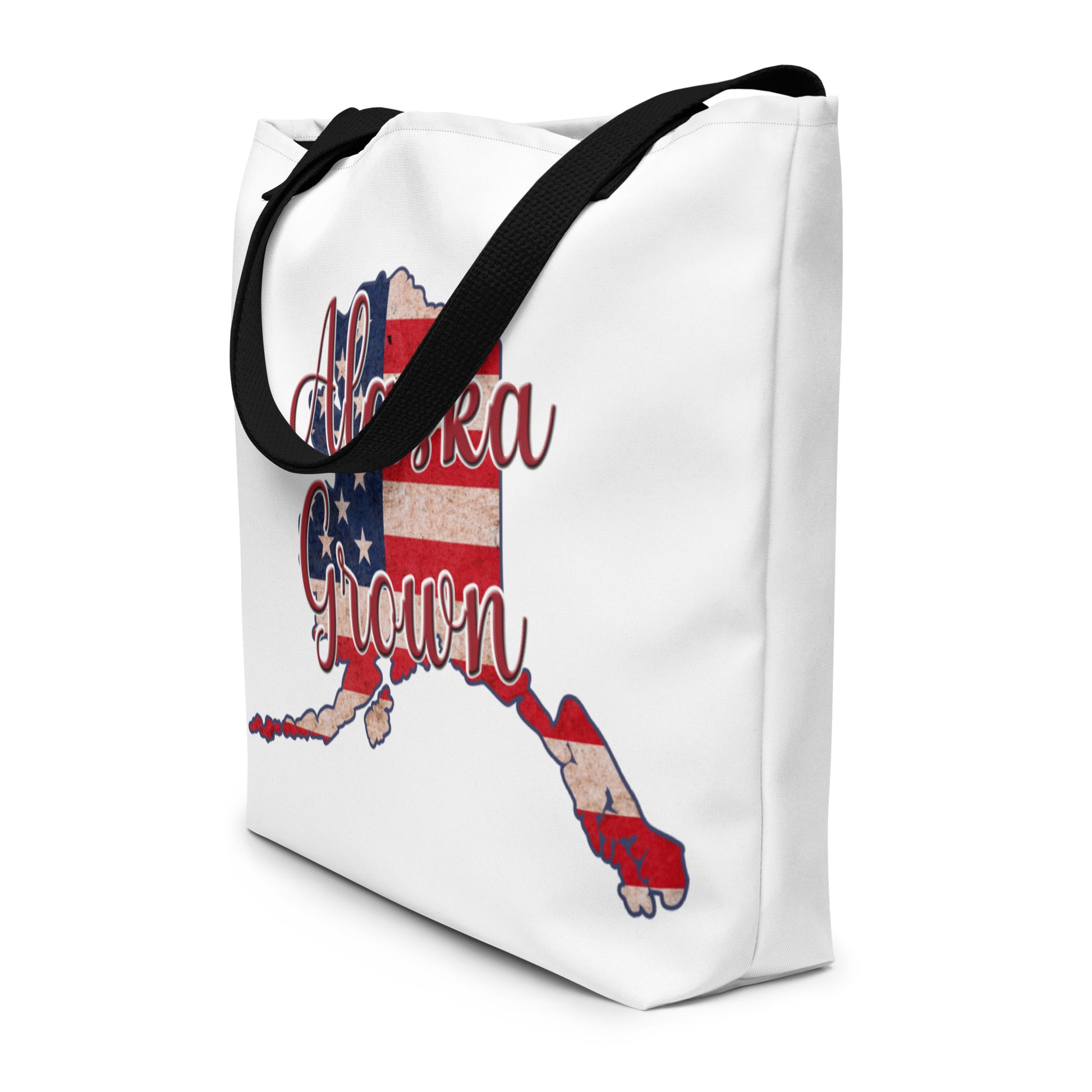 Alaska Grown on US Flag Large Tote Bag