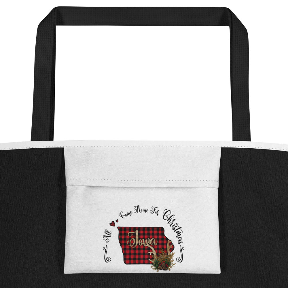 Iowa All Come Home For Christmas All-Over Print Large Tote Bag