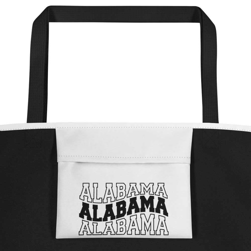 Alabama Wavy Letters All-Over Print Large Tote Bag