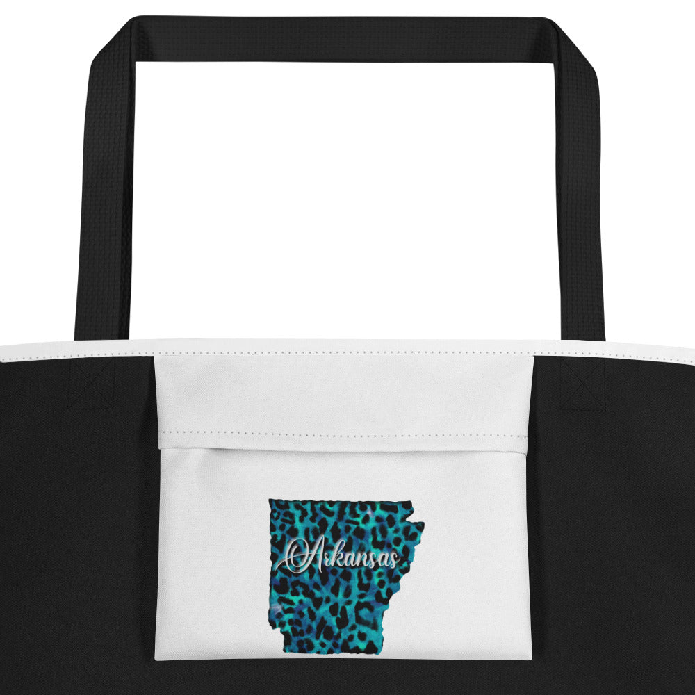 Arkansas Blue Leopard All-Over Print Large Tote Bag