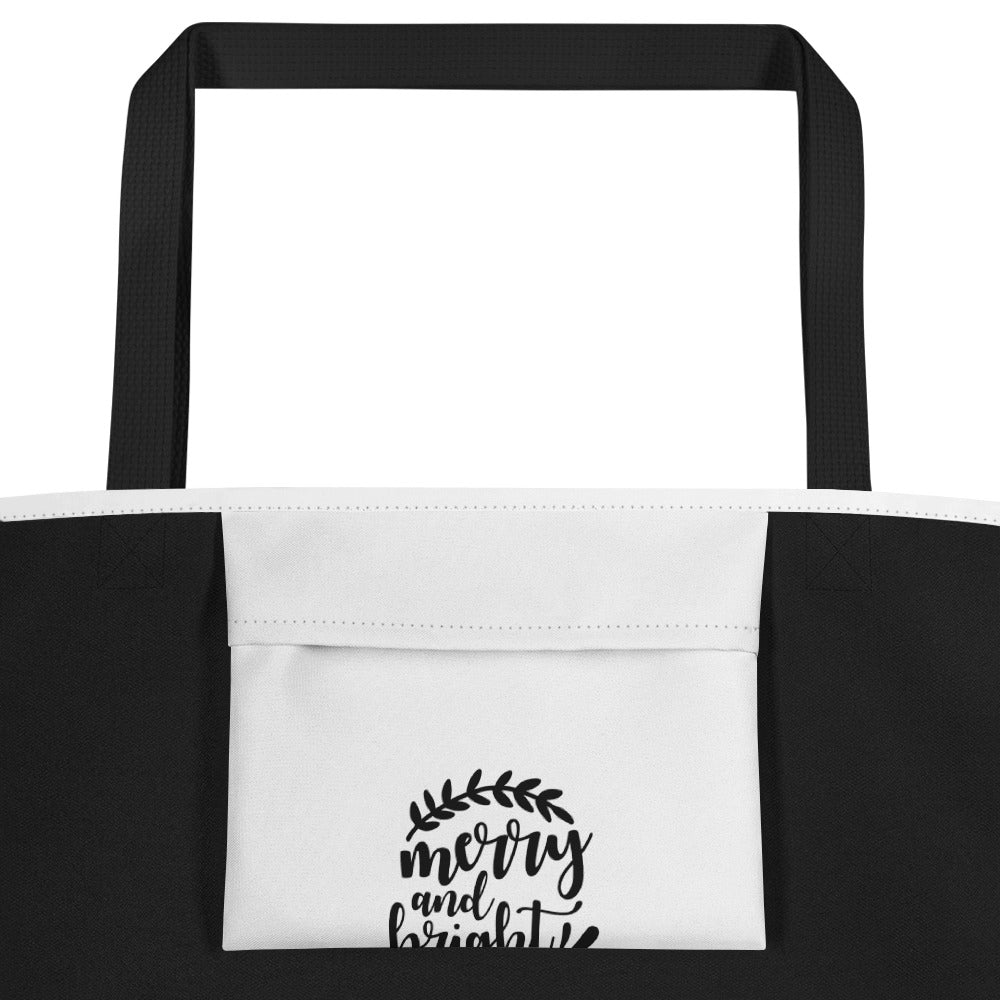 Merry and Bright All-Over Print Large Tote Bag