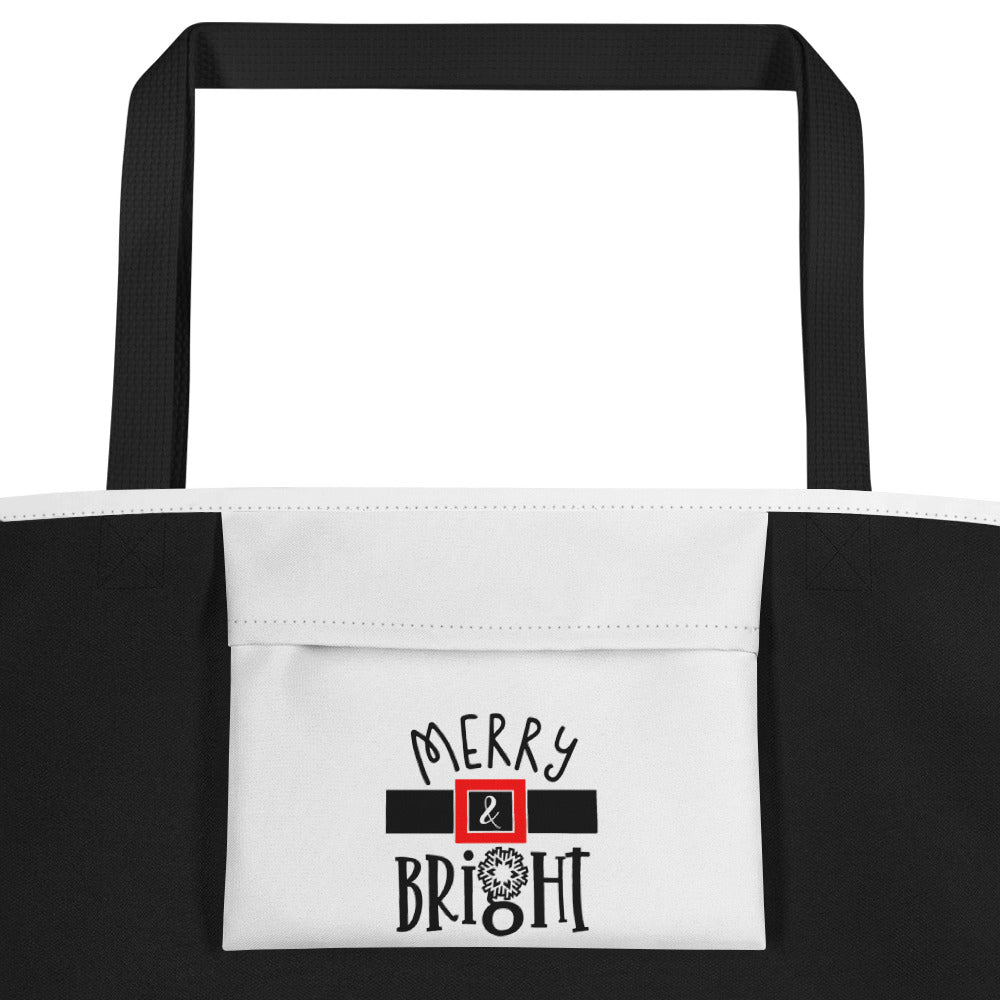 Merry and Bright All-Over Print Large Tote Bag