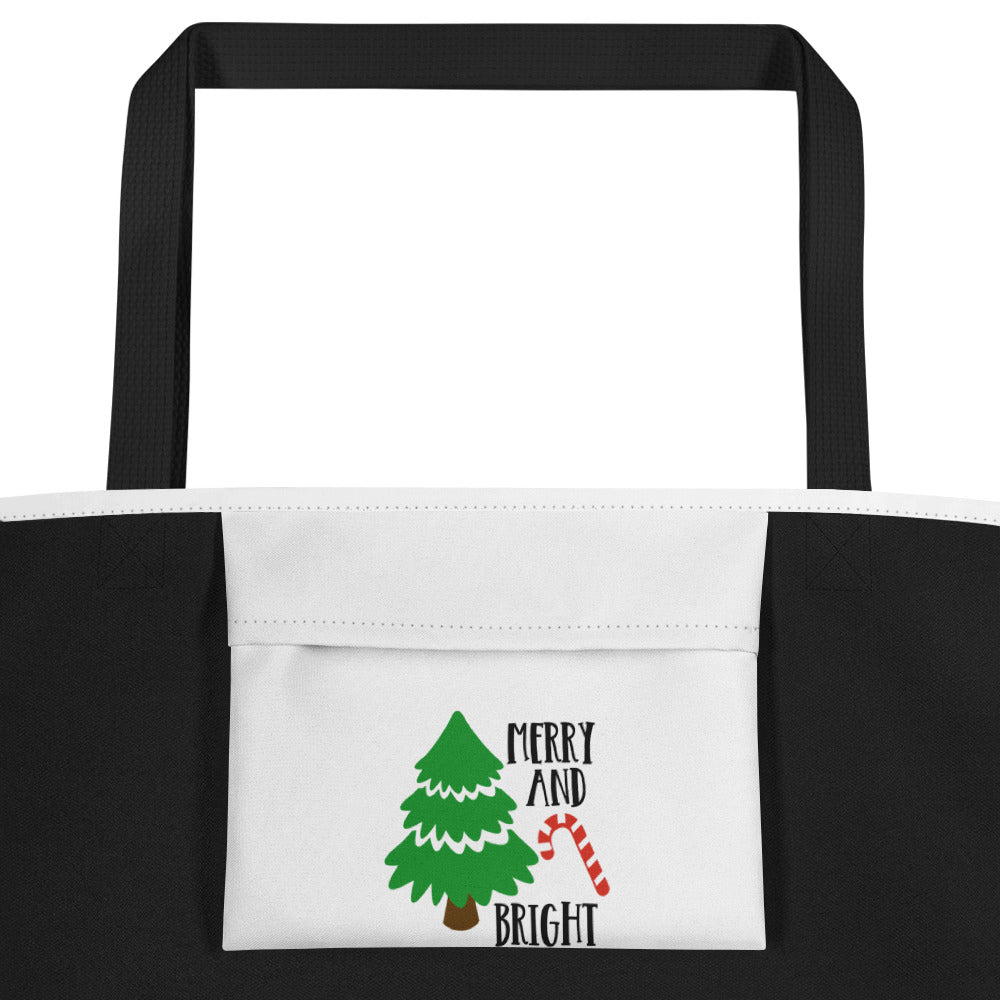 Merry and Bright All-Over Print Large Tote Bag
