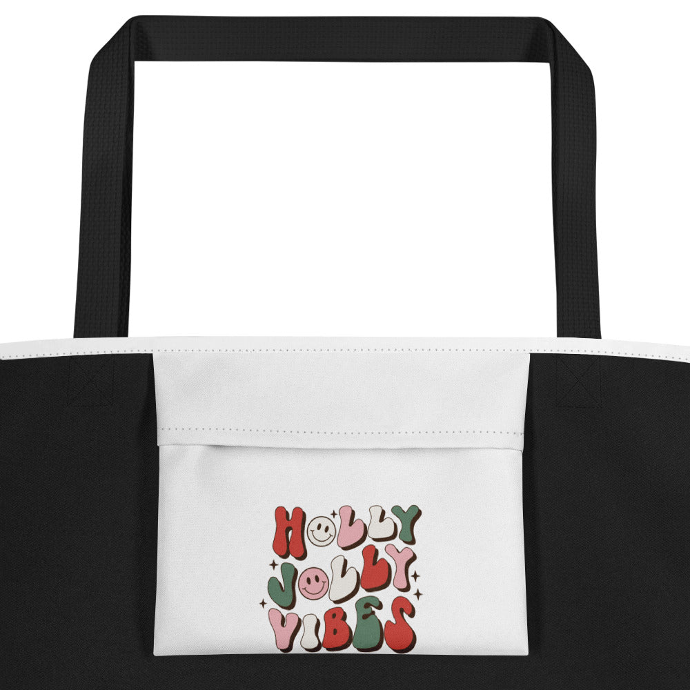 Holly Jolly Vibes All-Over Print Large Tote Bag