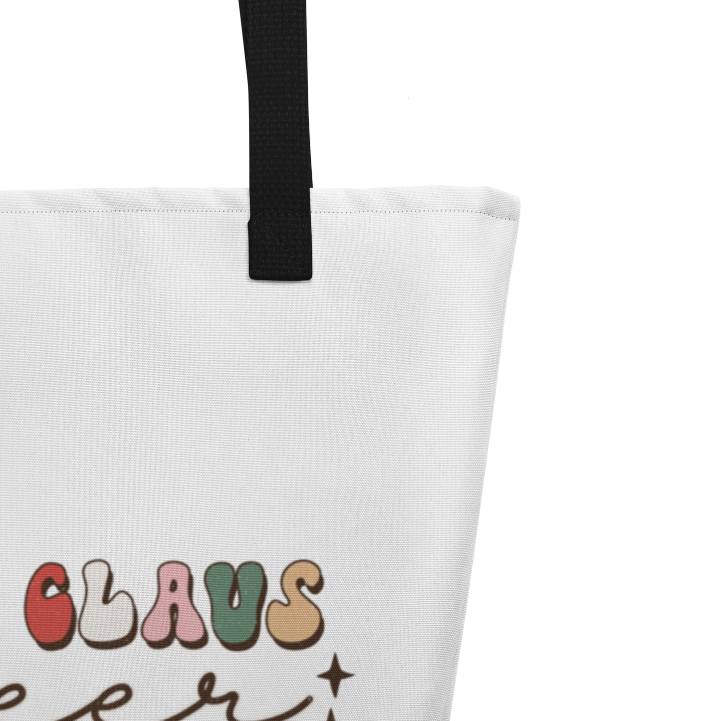 Santa Claus Reindeer Hot Cocoa Holiday Movies Christmas Lights All-Over Print Large Tote Bag