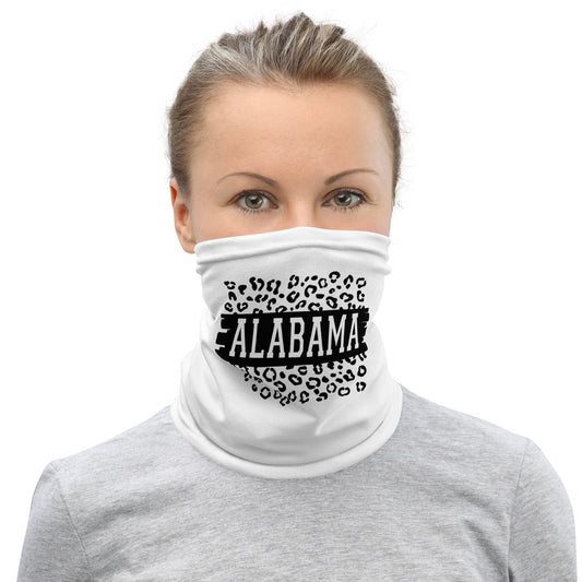 Alabama Black on Leopard Print Neck Gaiter
