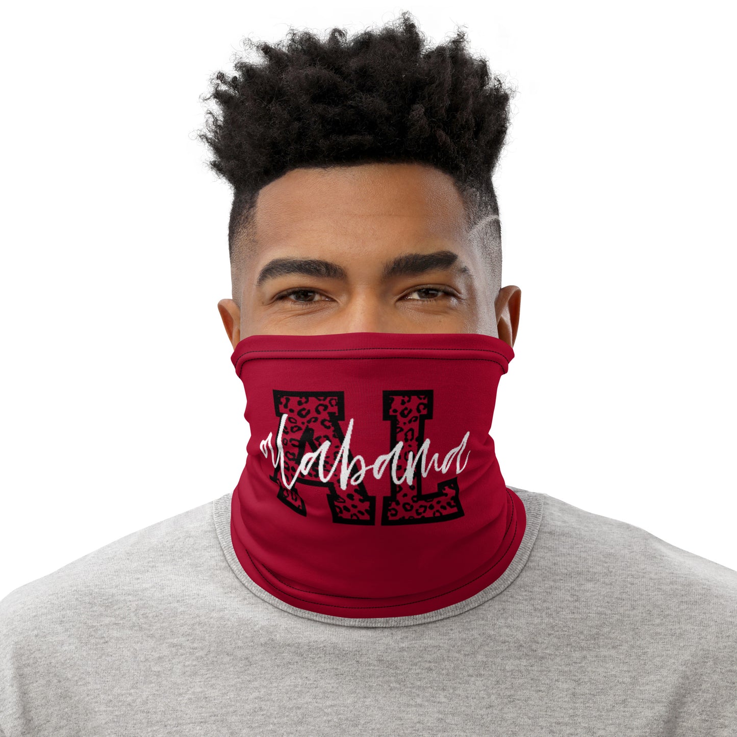 Alabama Script on Leopard AL Neck Gaiter