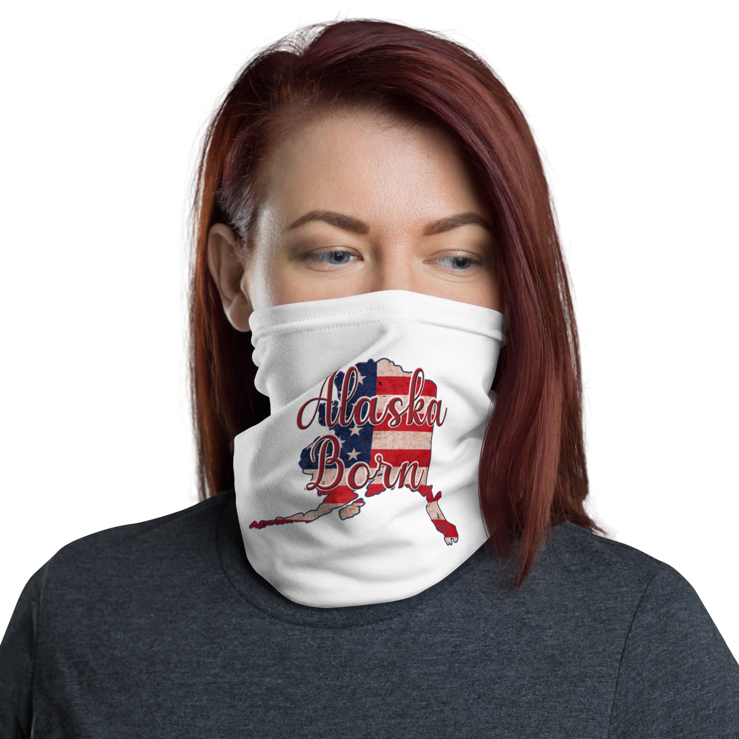 Alaska Born US Flag Neck Gaiter