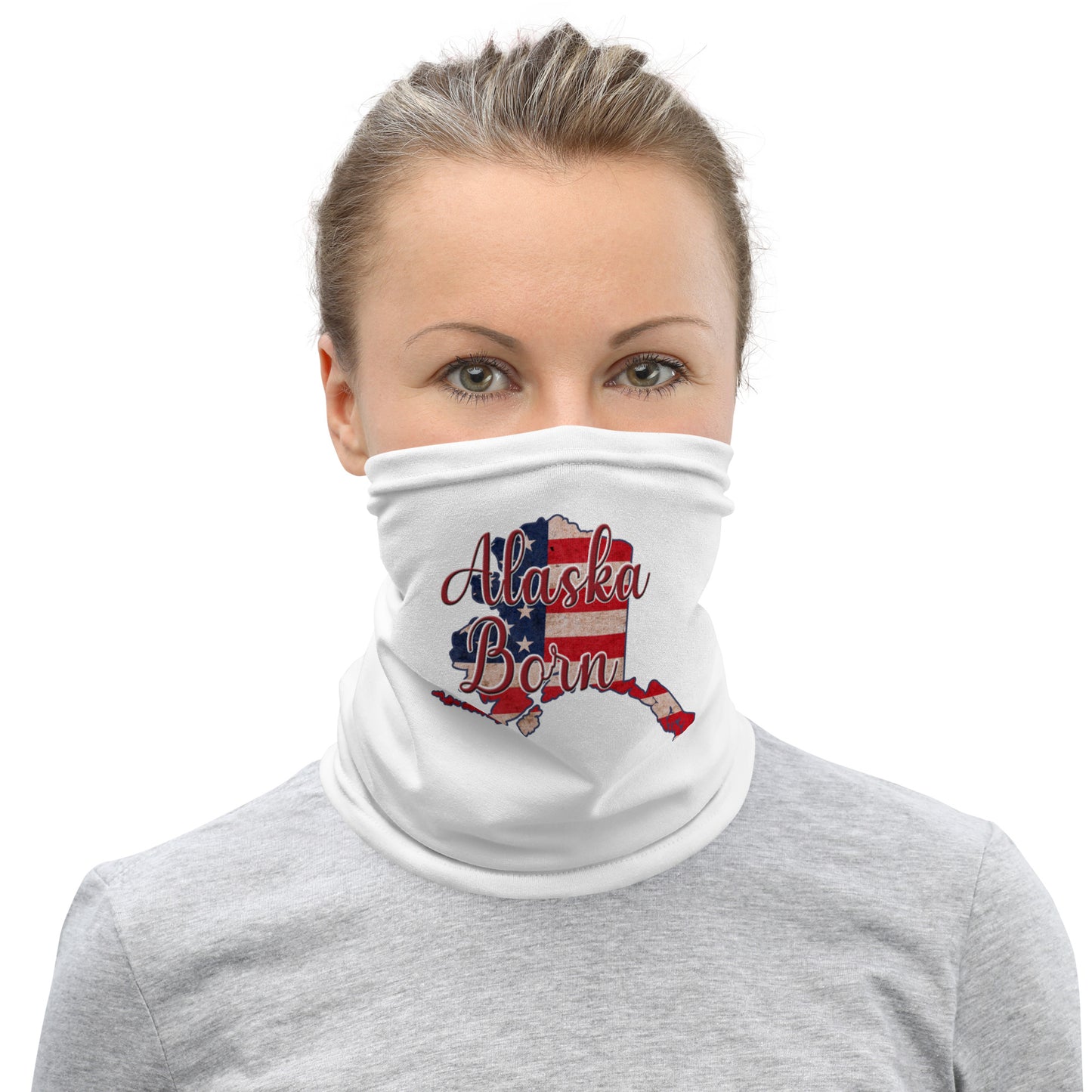Alaska Born US Flag Neck Gaiter