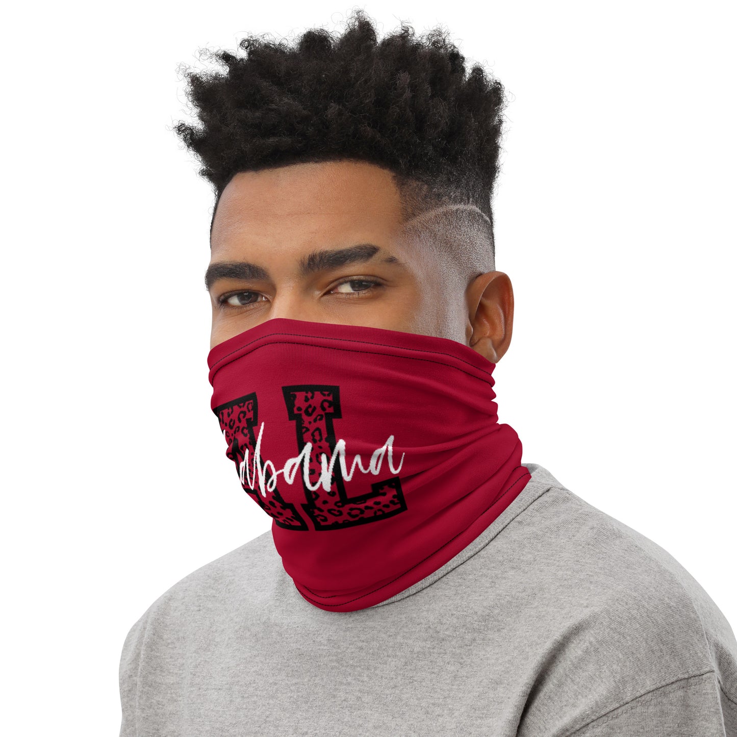 Alabama Script on Leopard AL Neck Gaiter