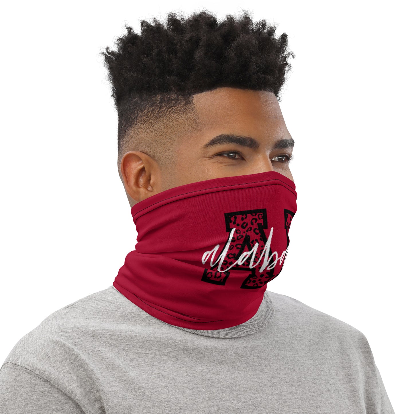 Alabama Script on Leopard AL Neck Gaiter