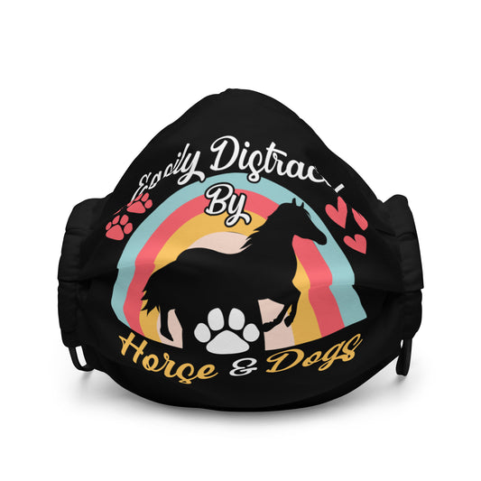 Easily Distracted by Horse & Dogs Premium face mask