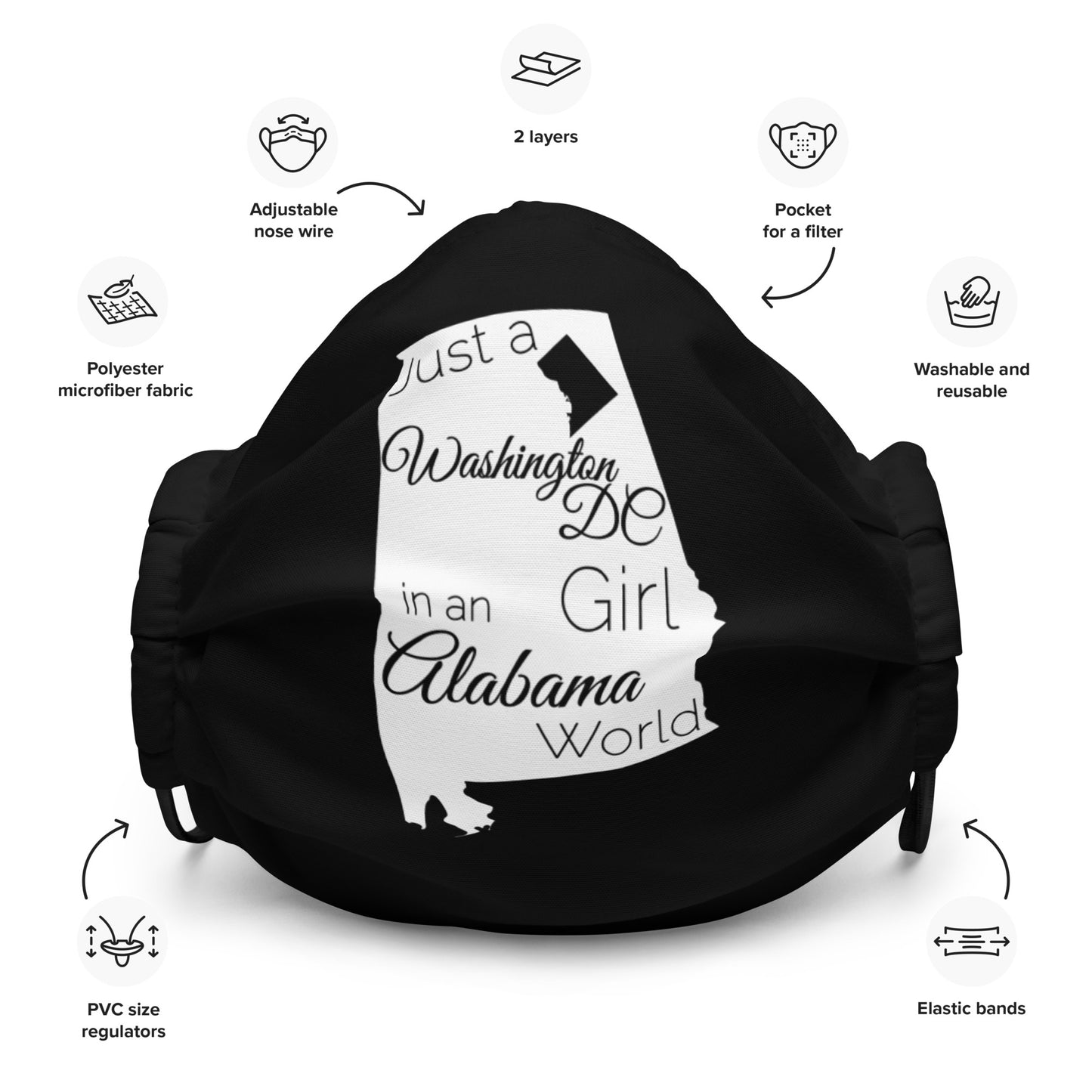 Just a Washington DC Girl in an Alabama World Premium face mask