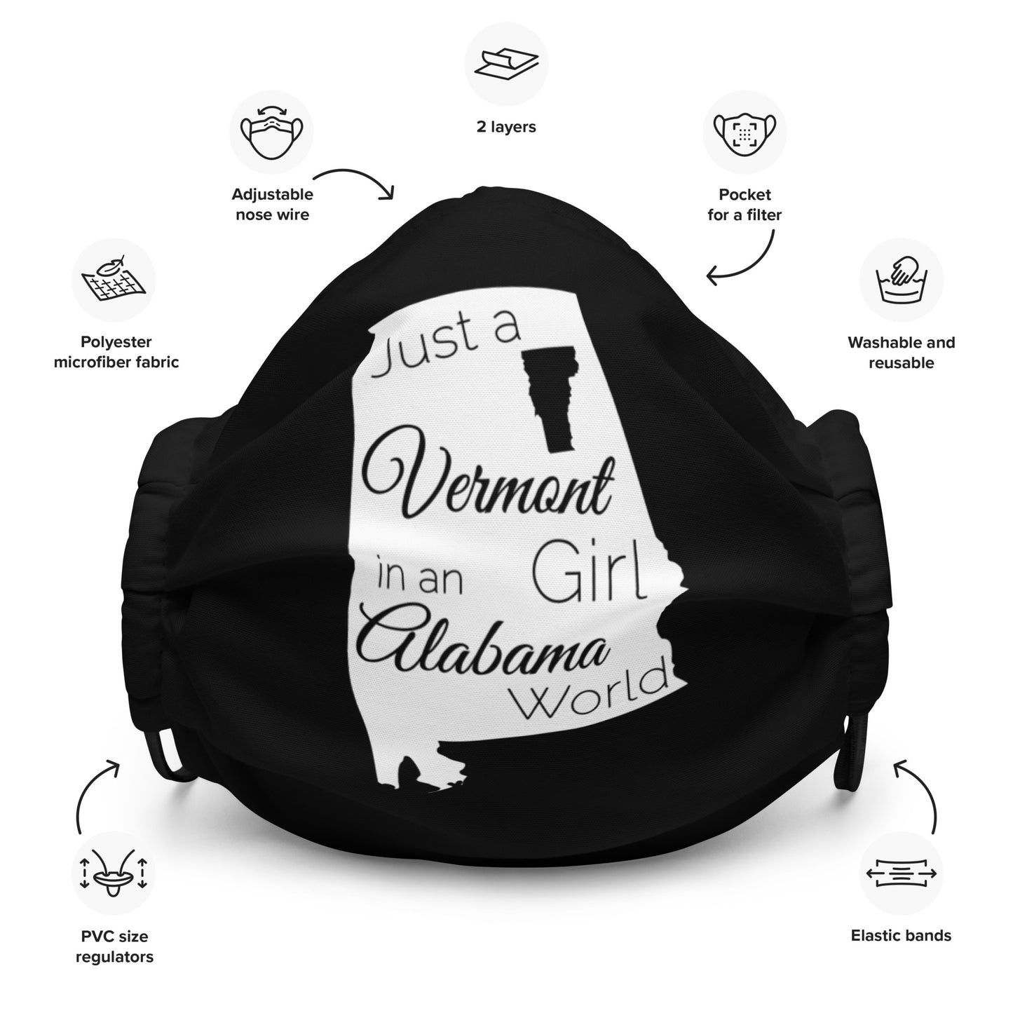 Just a Vermont Girl in an Alabama World Premium face mask