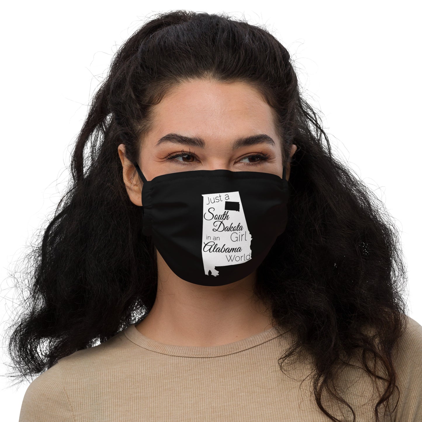 Just a South Dakota Girl in an Alabama World Premium face mask