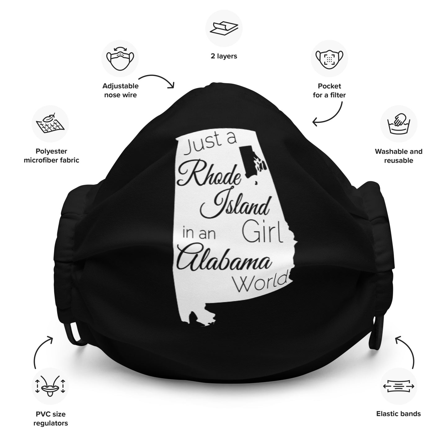 Just a Rhode Island Girl in an Alabama World Premium face mask