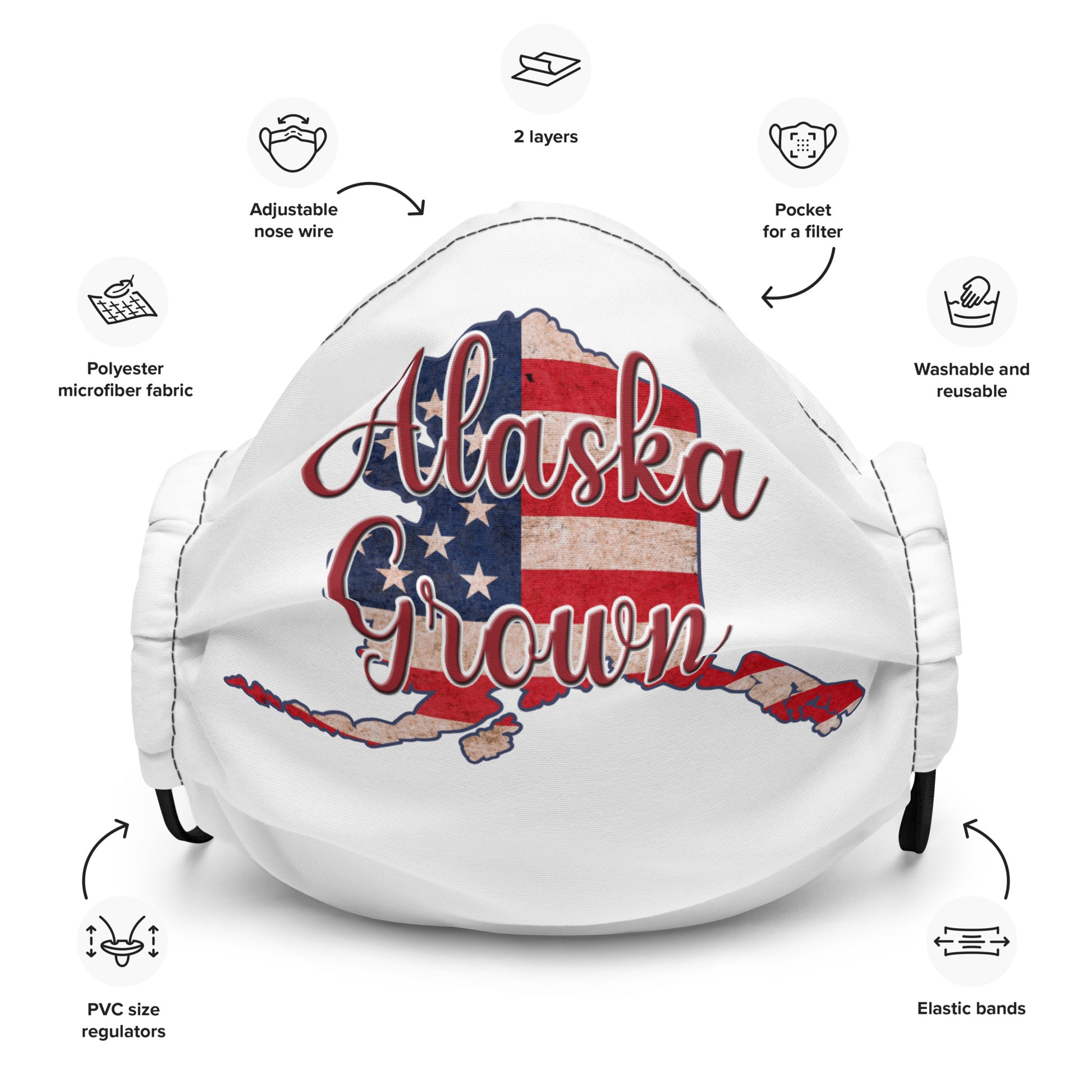 Alaska Grown US Flag Premium Face Mask