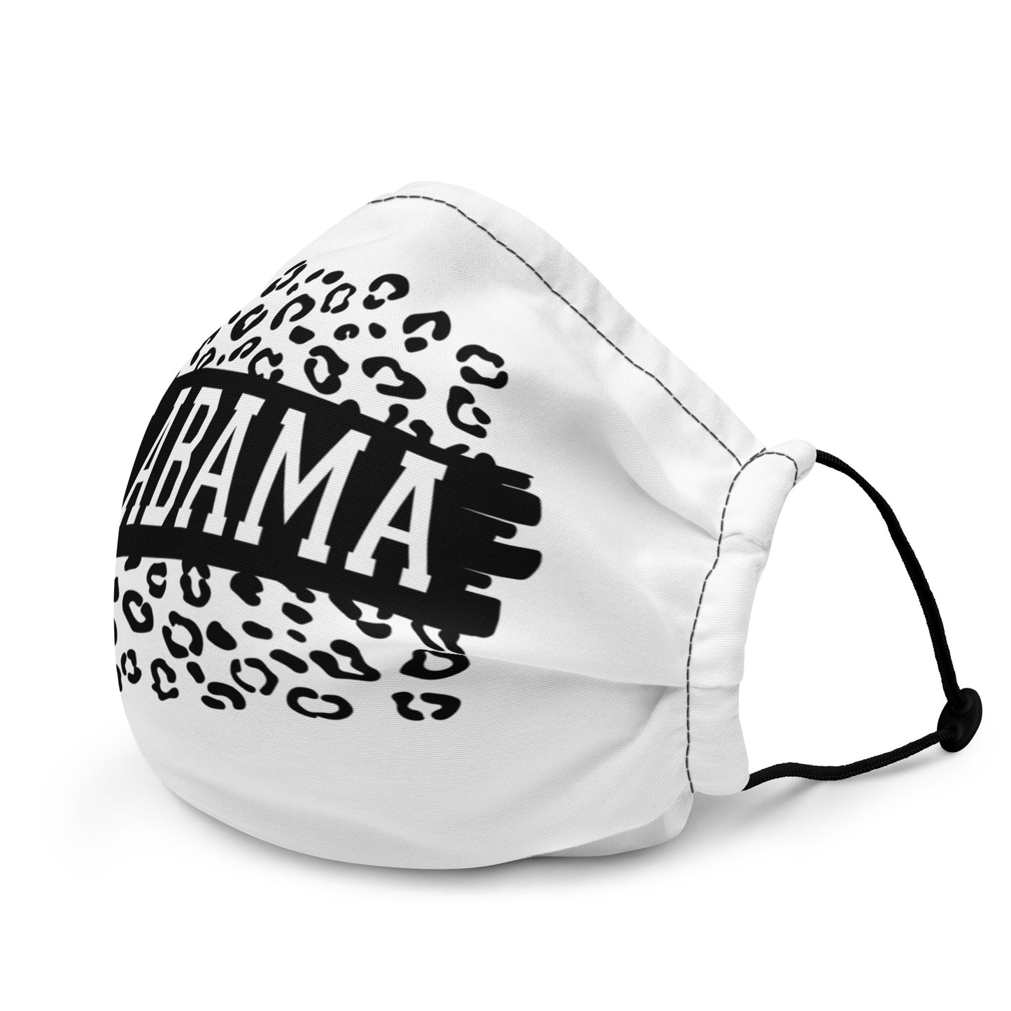 Alabama Black on Leopard Print Premium Face Mask