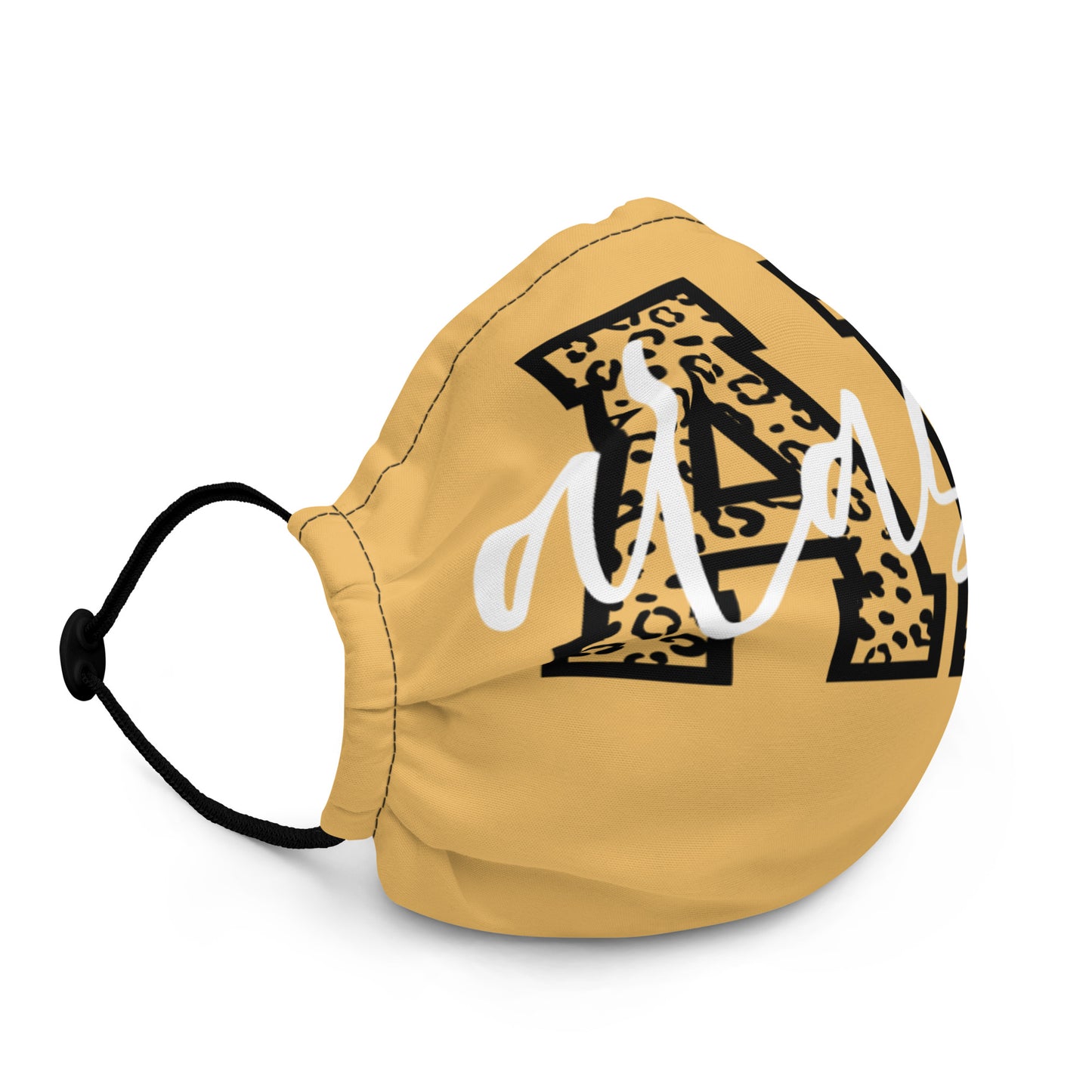 Alaska AK Leopard Print Letters White Script Premium Face Mask