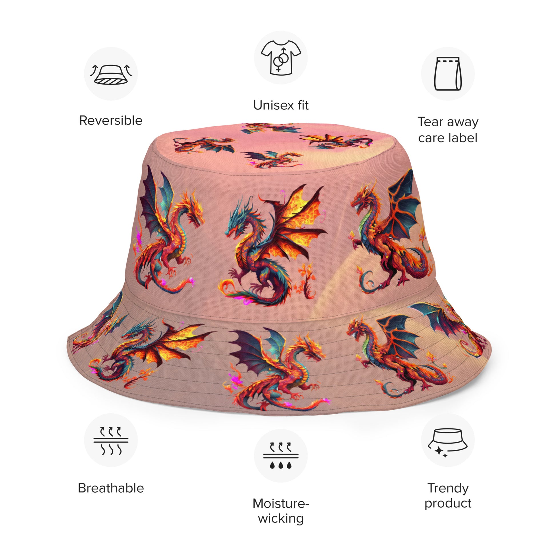 Fire Dragon Reversible bucket hat