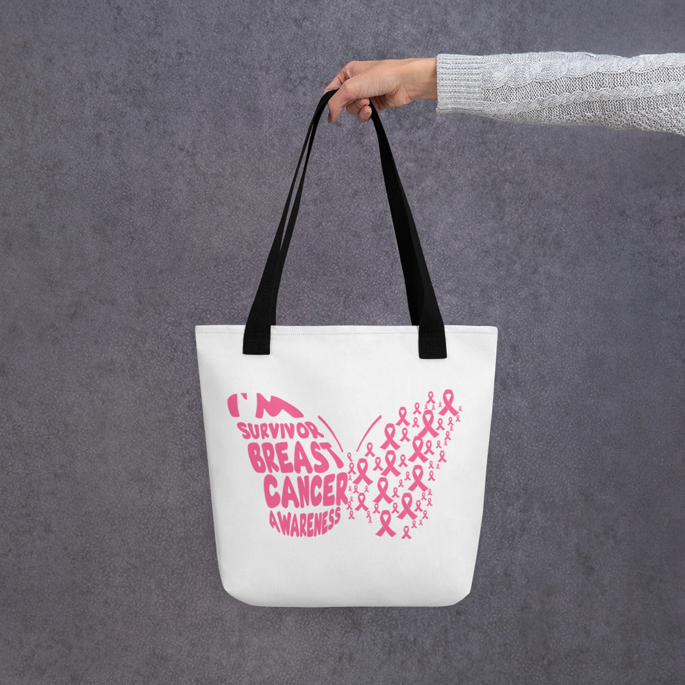 Survivor Breast Cancer Butterfly Tote bag