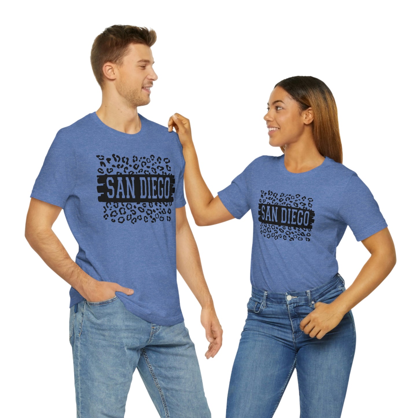 San Diego California Leopard Print Unisex Jersey Short Sleeve Tee Tshirt T-shirt