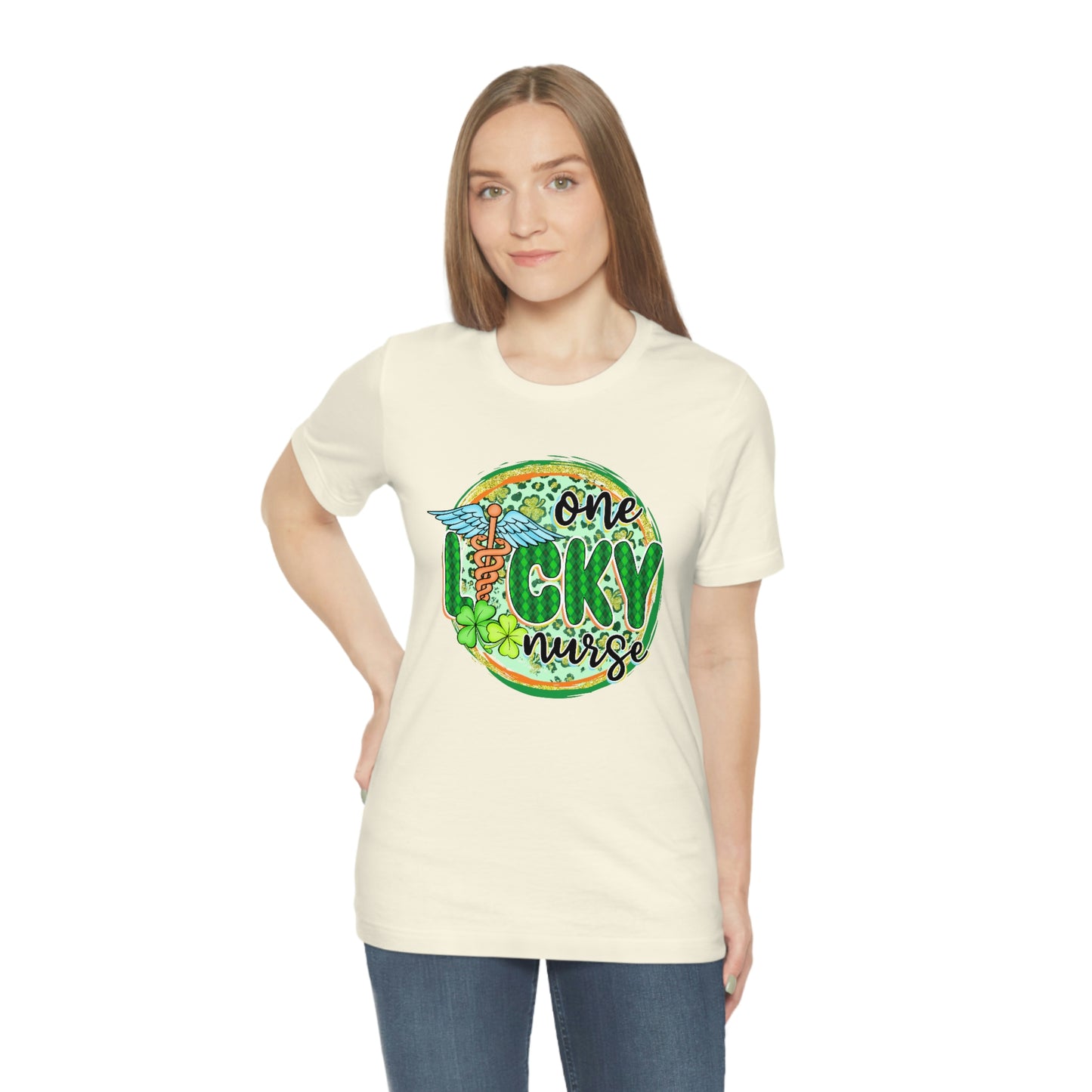 One Lucky Nurse Caduceus St. Patrick's Day Unisex Jersey Short Sleeve Tee