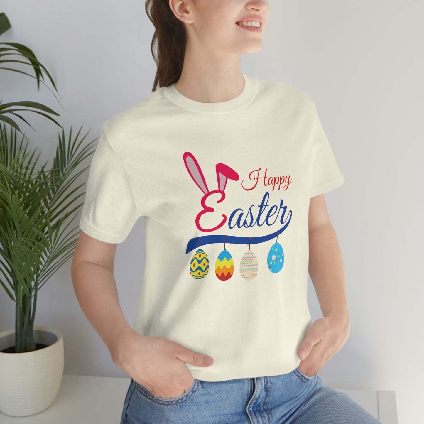 Egg Ornaments Happy Easter Unisex Jersey Short Sleeve Tee