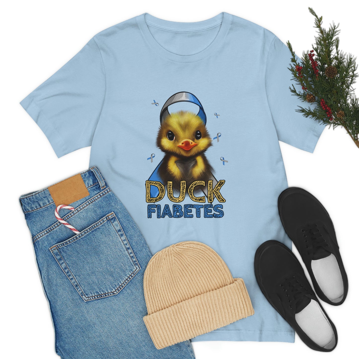Duck Fiabetes Diabetes Awareness Print Unisex Jersey Short Sleeve Tee