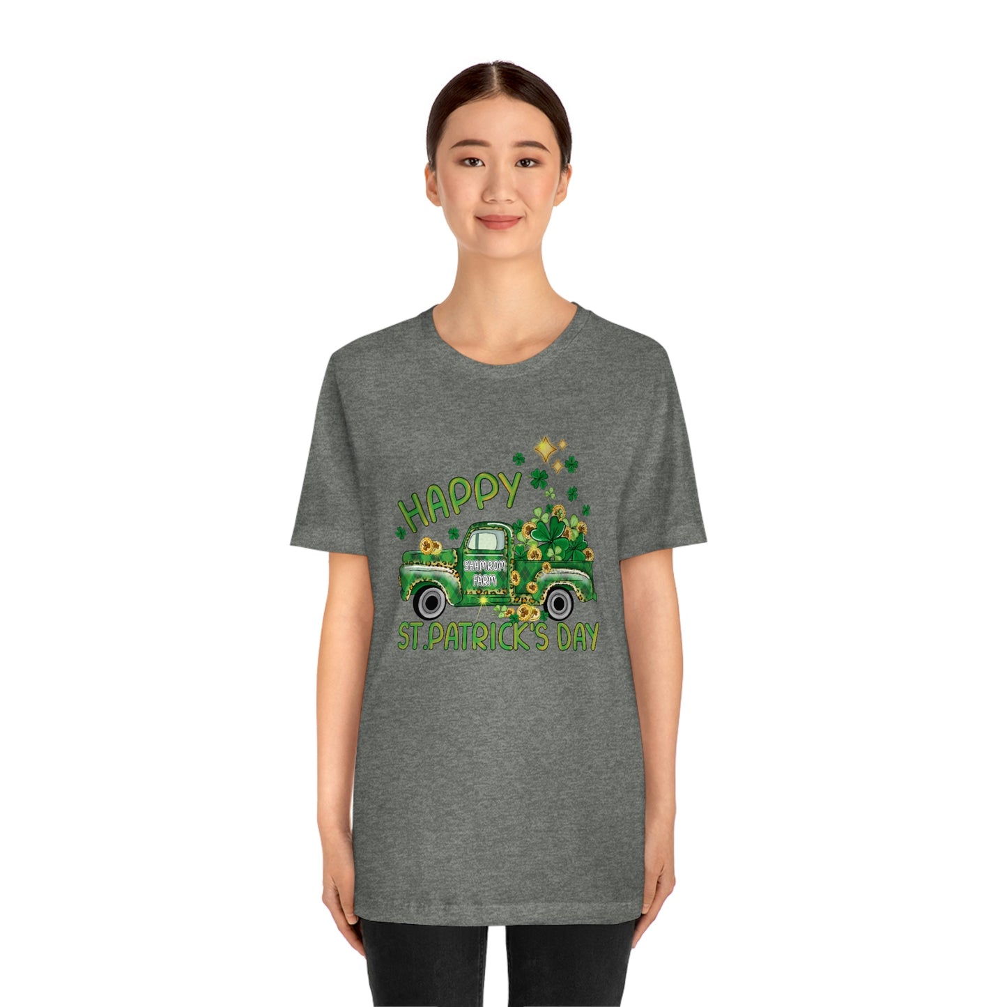 Happy St. Patrick's Day Shamrock Farms Truck Unisex Jersey Short Sleeve Tee