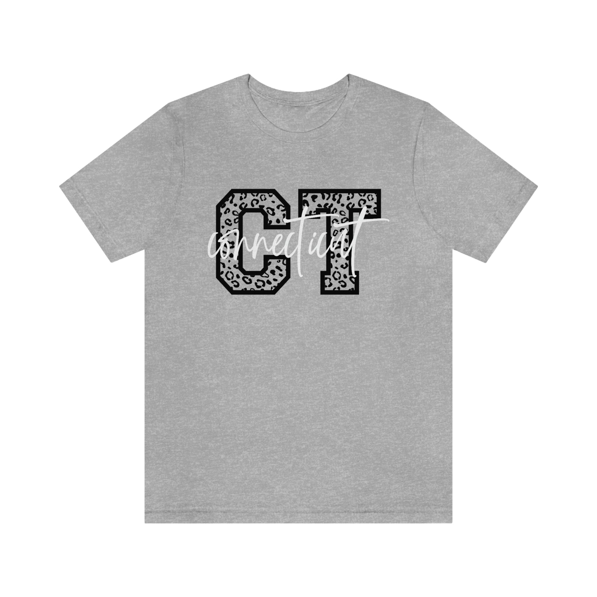 Connecticut Leopard Print Script Short Sleeve T-shirt