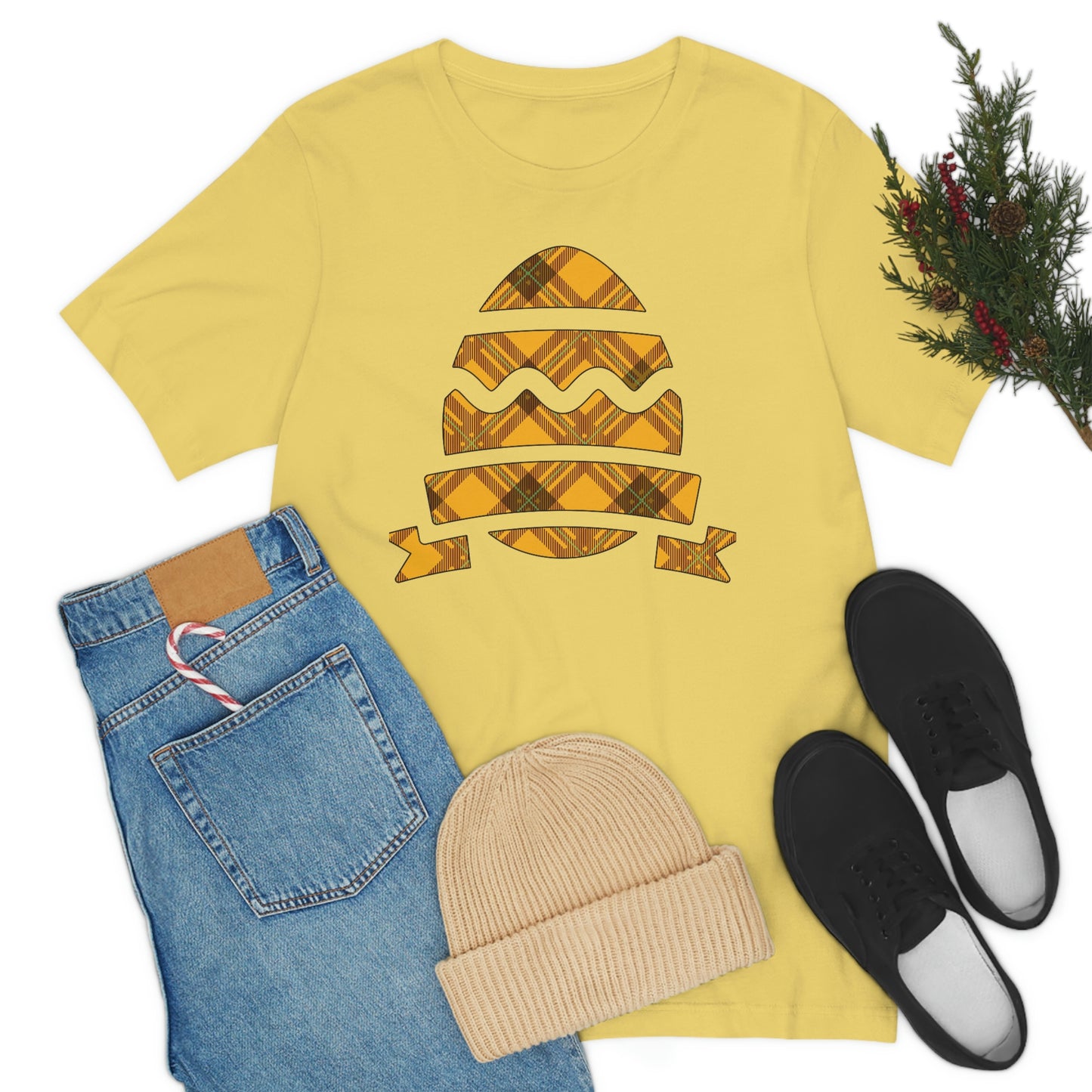Plaid Egg Easter Spring Unisex Jersey Short Sleeve Tee