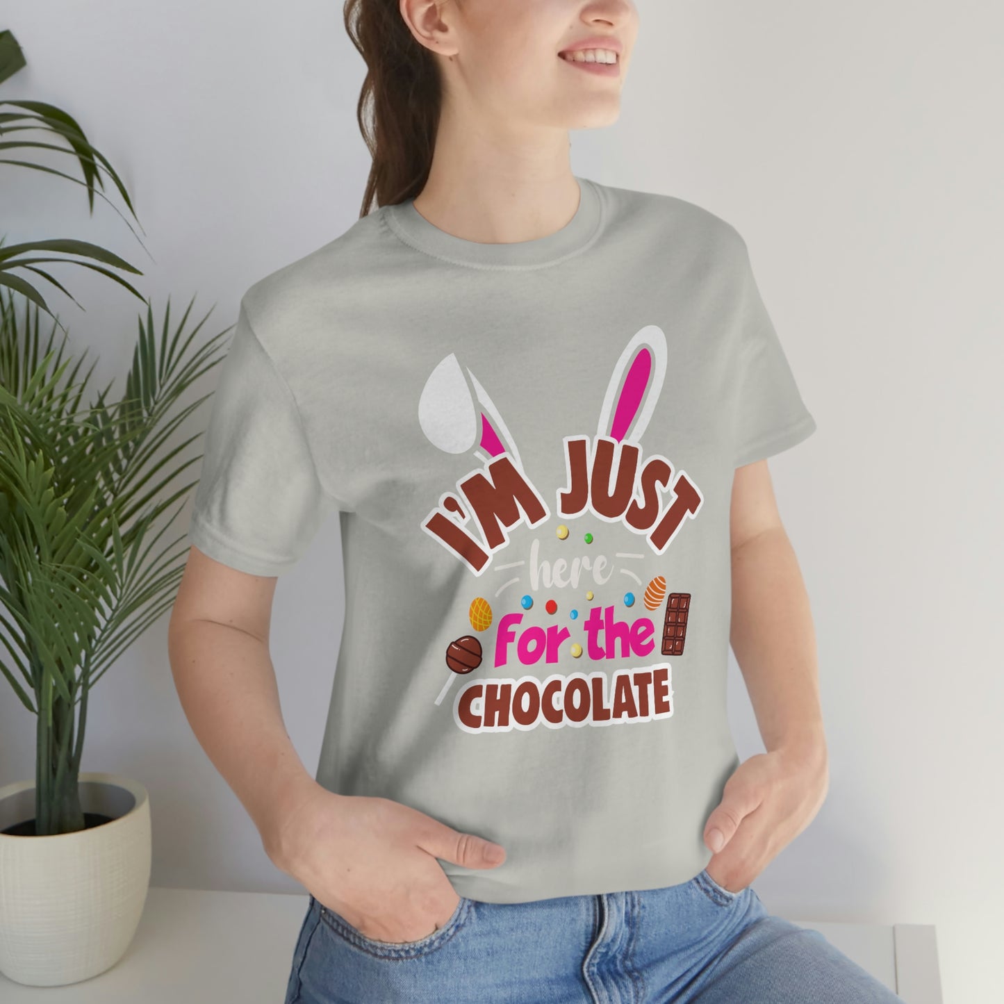 I'm Just Here for the Chocolate Unisex Jersey Short Sleeve Tee