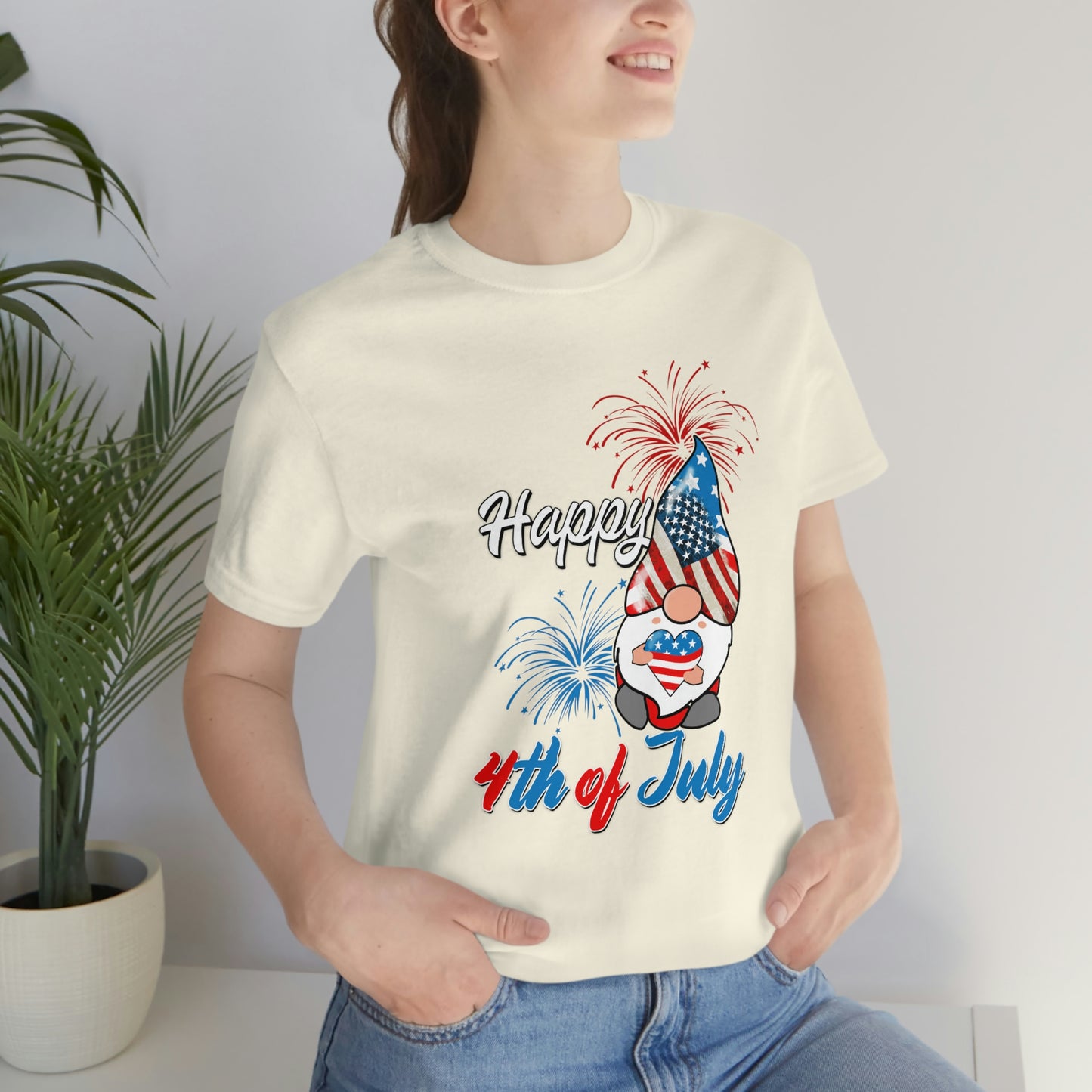 Gnome Happy 4th of July Independence Day Unisex Jersey Short Sleeve Tee