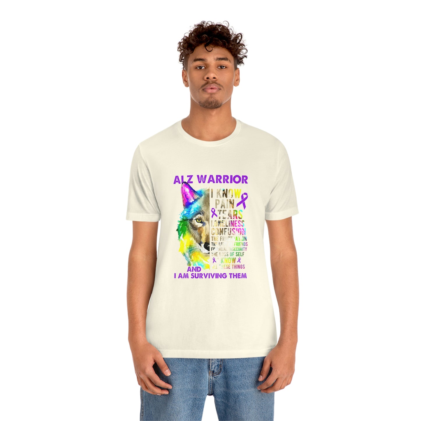 ALZ Warrior I Know Pain & Tears Alzheimer's Print Unisex Jersey Short Sleeve Tee
