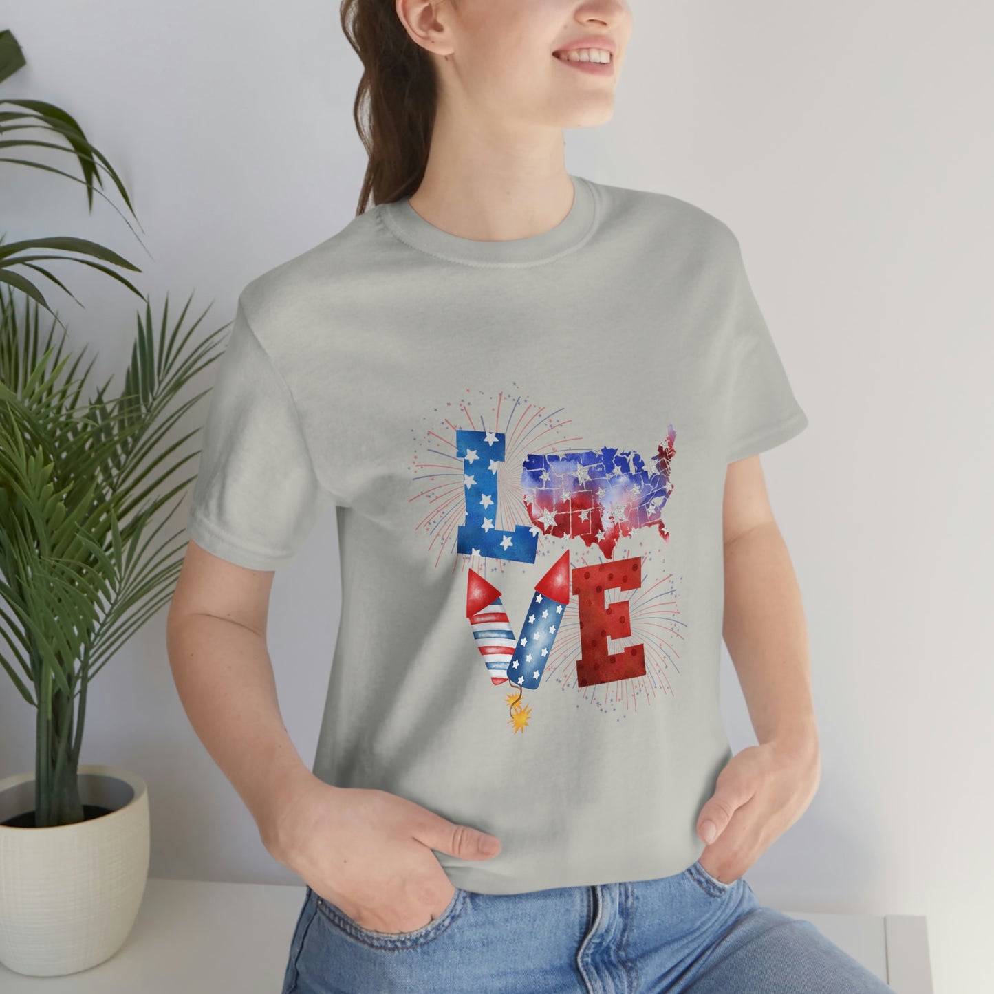 Love America Rockets 4th of July Unisex Jersey Short Sleeve Tee