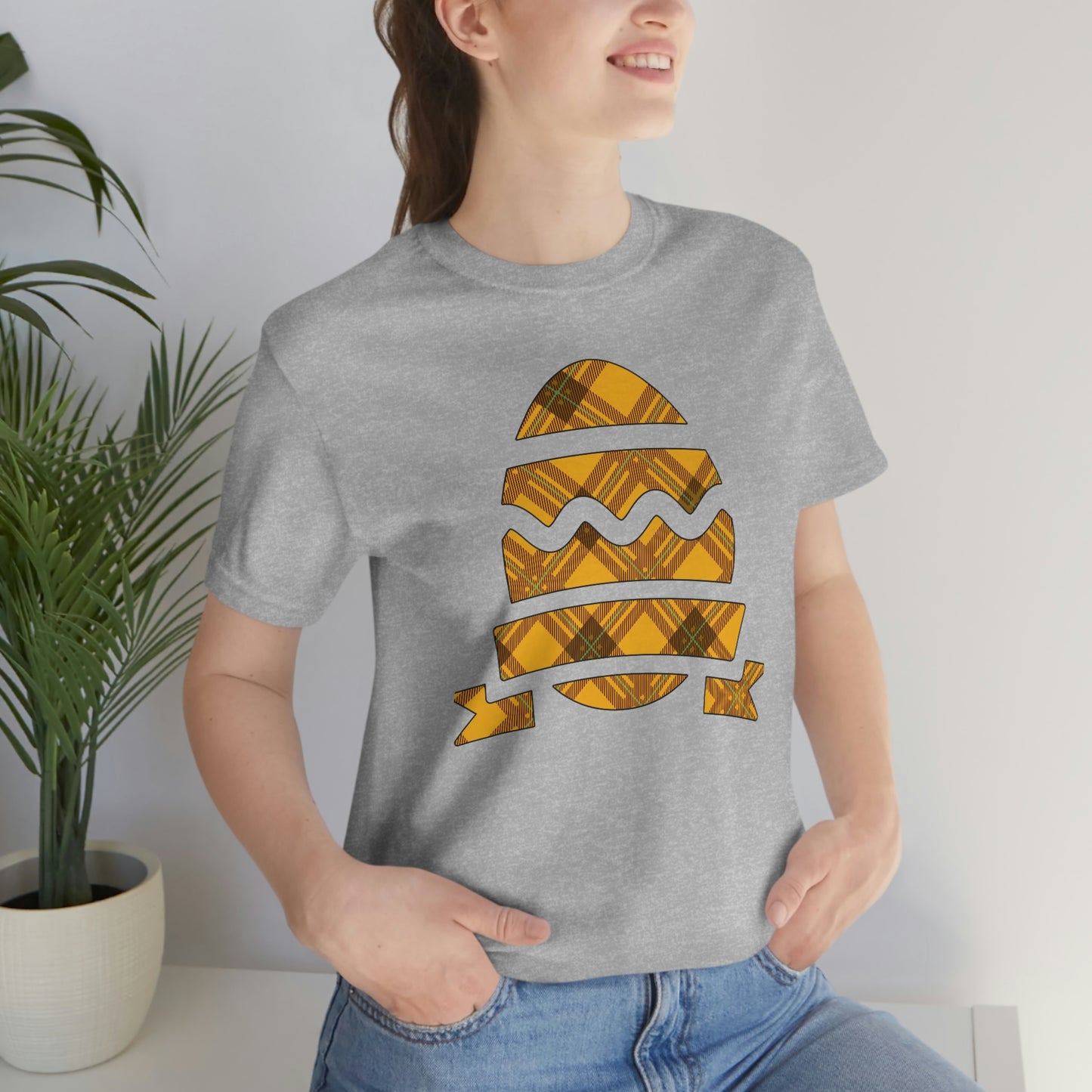 Plaid Egg Easter Spring Unisex Jersey Short Sleeve Tee