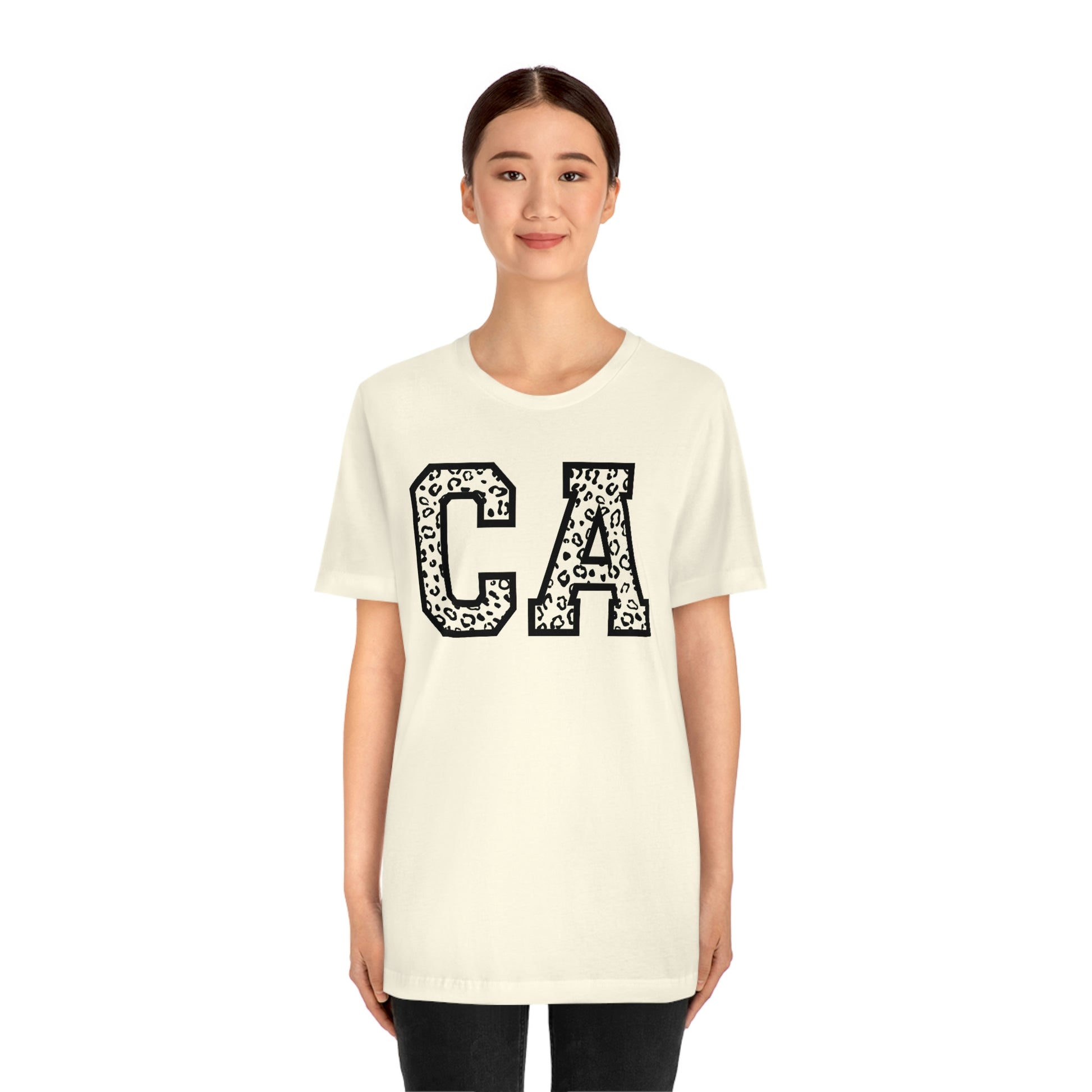 California CA Leopard Print Unisex Jersey Short Sleeve Tee Tshirt T-shirt