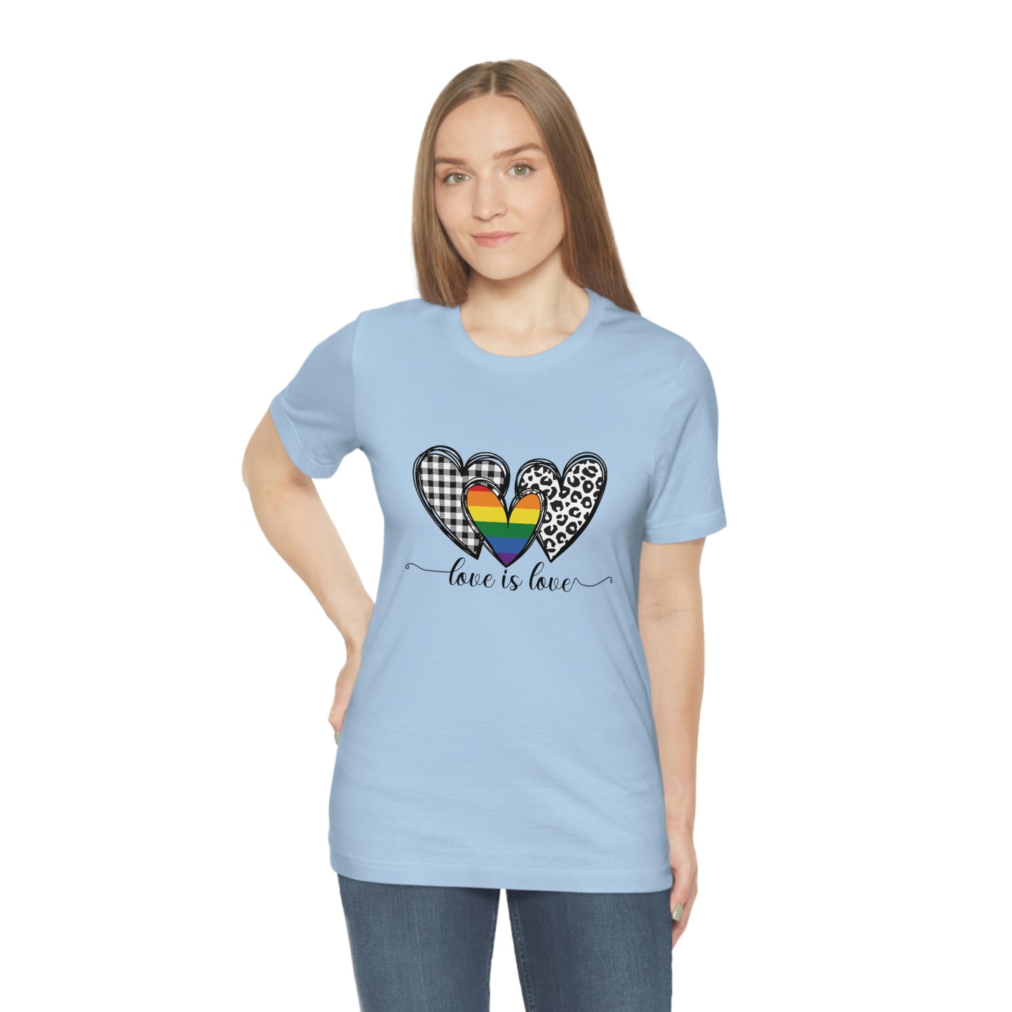 Love is Love LGBTQIA Print Unisex Jersey Short Sleeve Tee