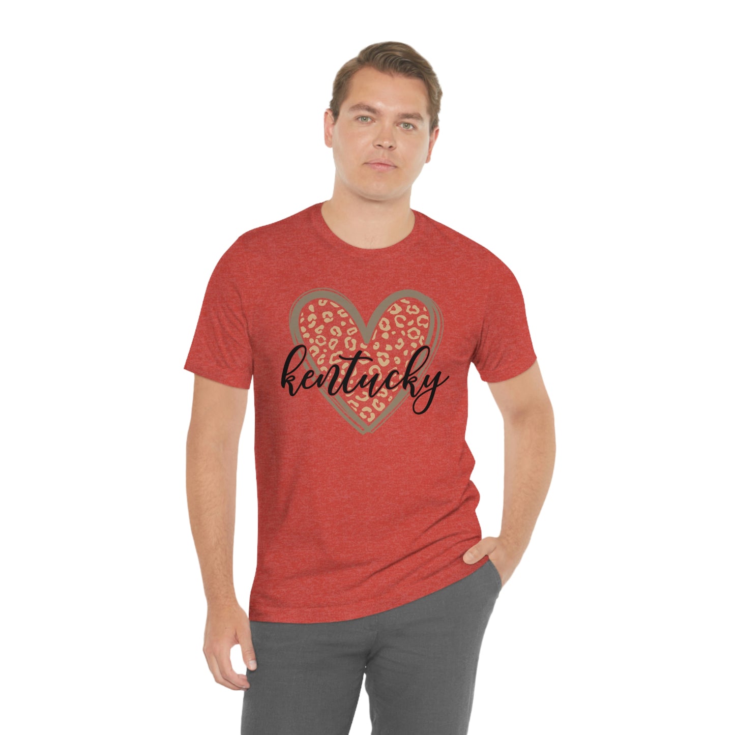 Kentucky Gold Leopard Heart Black Script Short Sleeve T-shirt