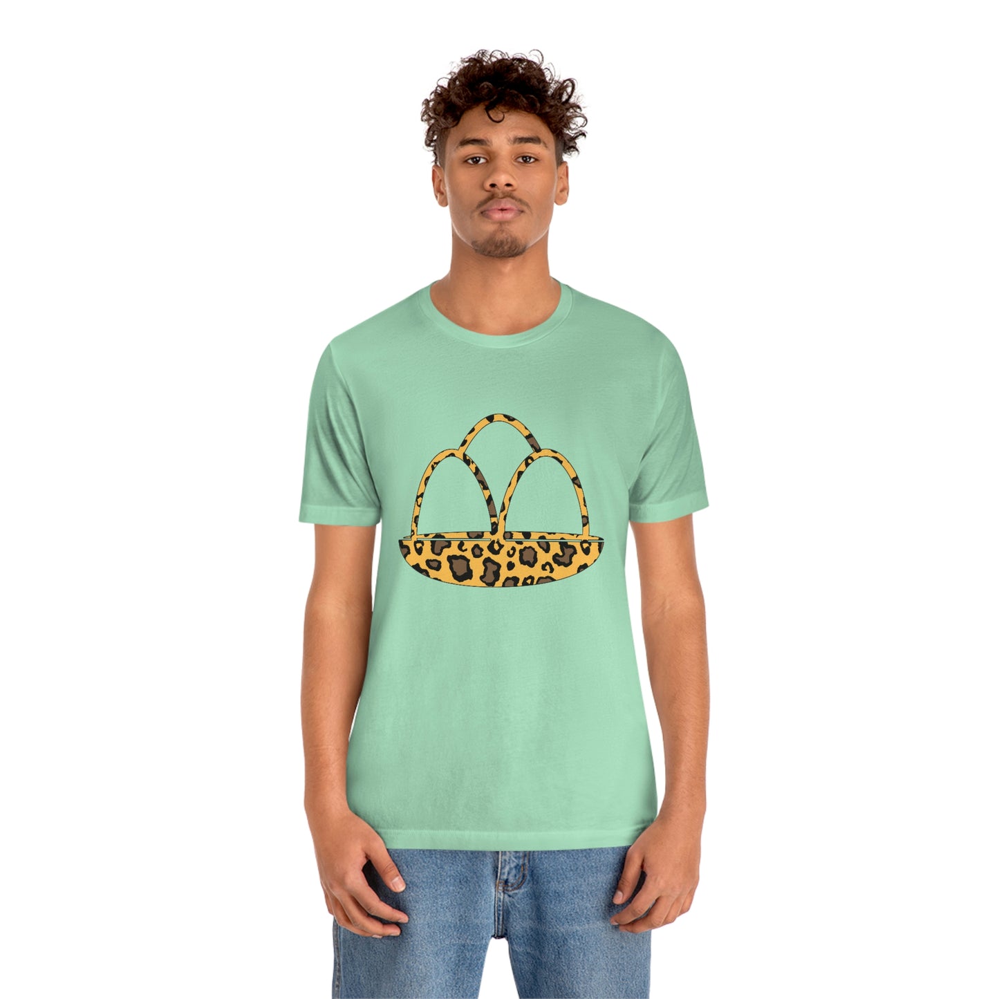 Leopard Print Egg Basket Spring Easter Unisex Jersey Short Sleeve Tee