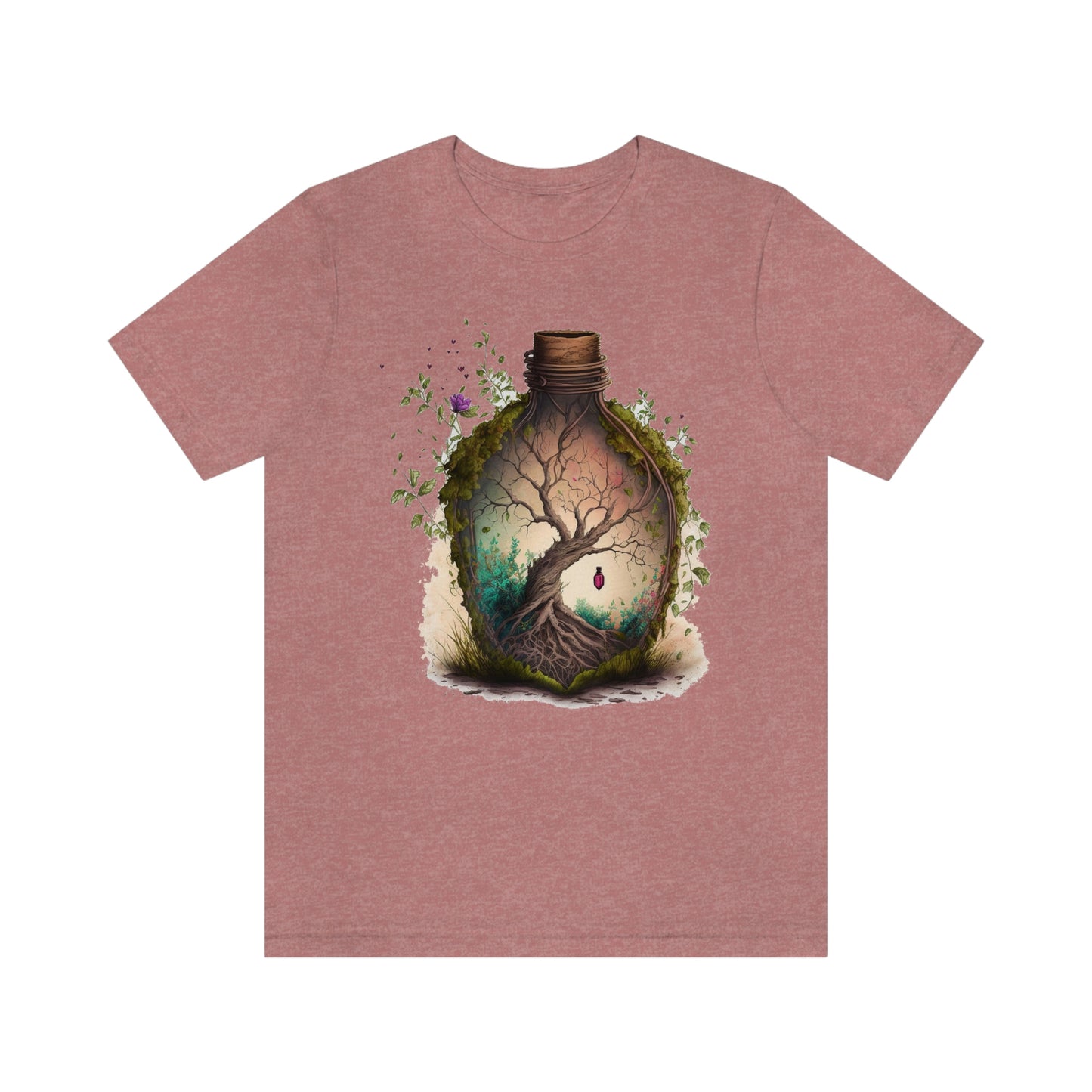 Vintage Bottle Floral Unisex Jersey Short Sleeve Tee