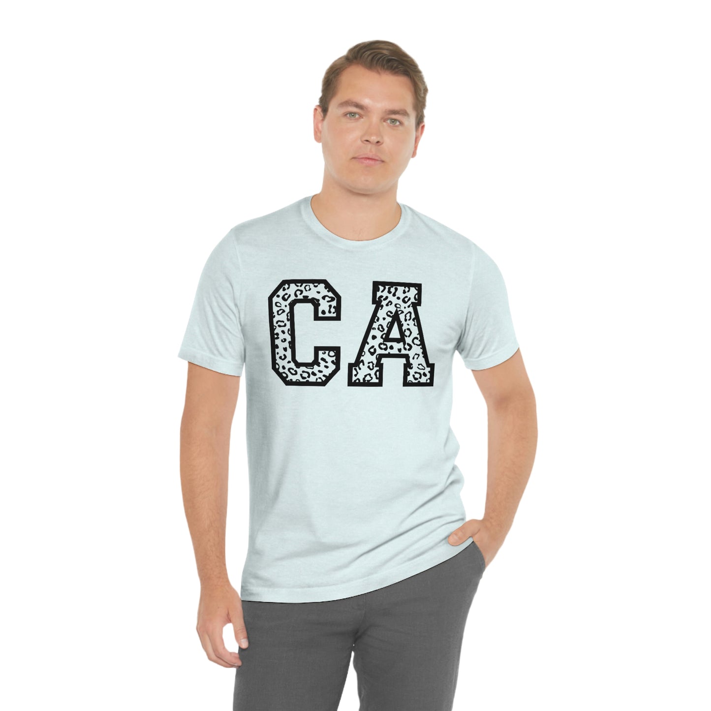 California CA Leopard Print Unisex Jersey Short Sleeve Tee Tshirt T-shirt
