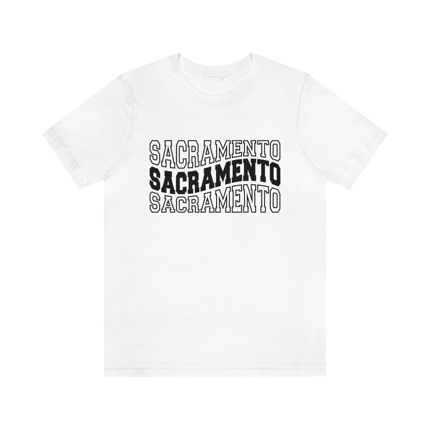 Sacremento California Varsity Letters Wavy Unisex Jersey Short Sleeve Tee Tshirt T-shirt
