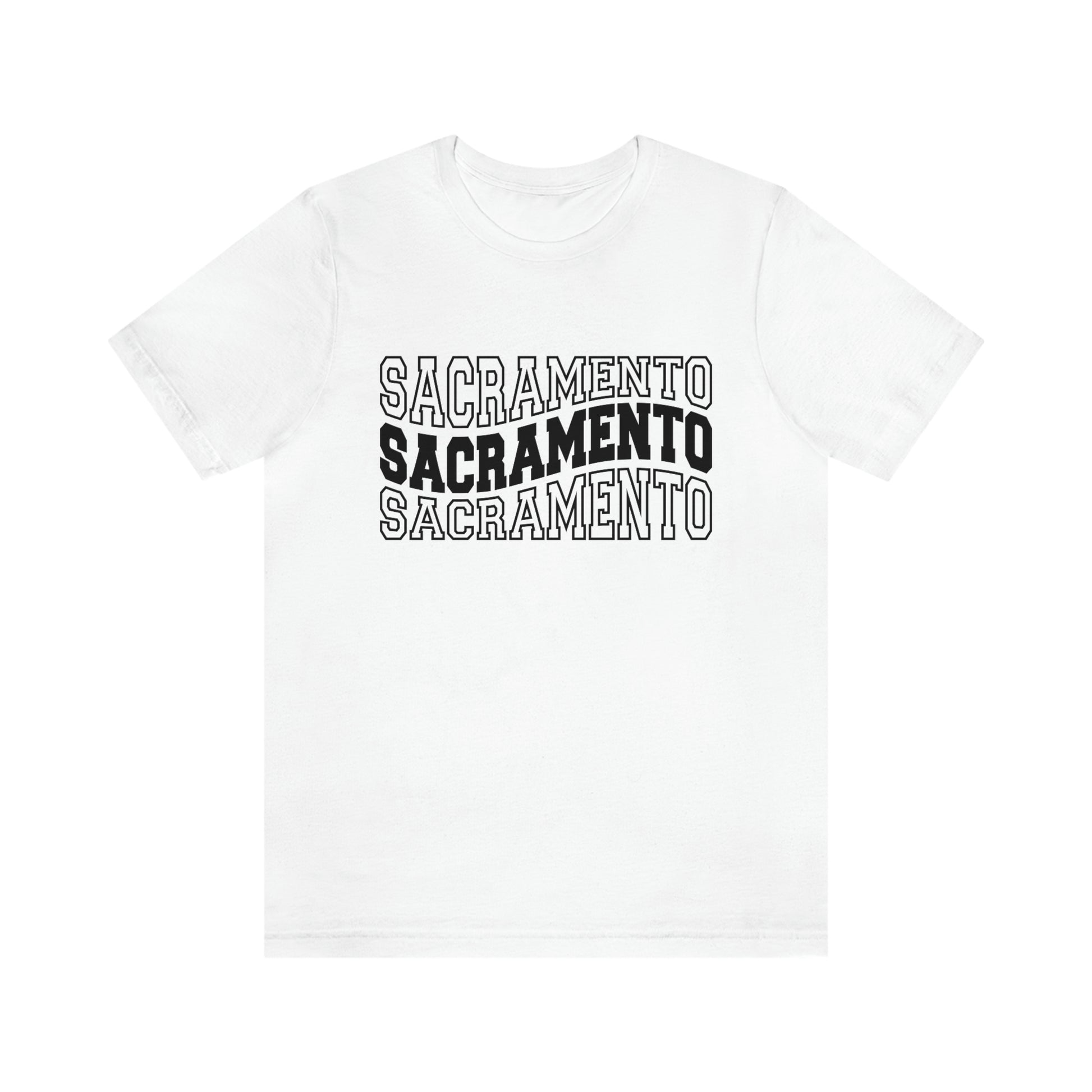 Sacremento California Varsity Letters Wavy Unisex Jersey Short Sleeve Tee Tshirt T-shirt
