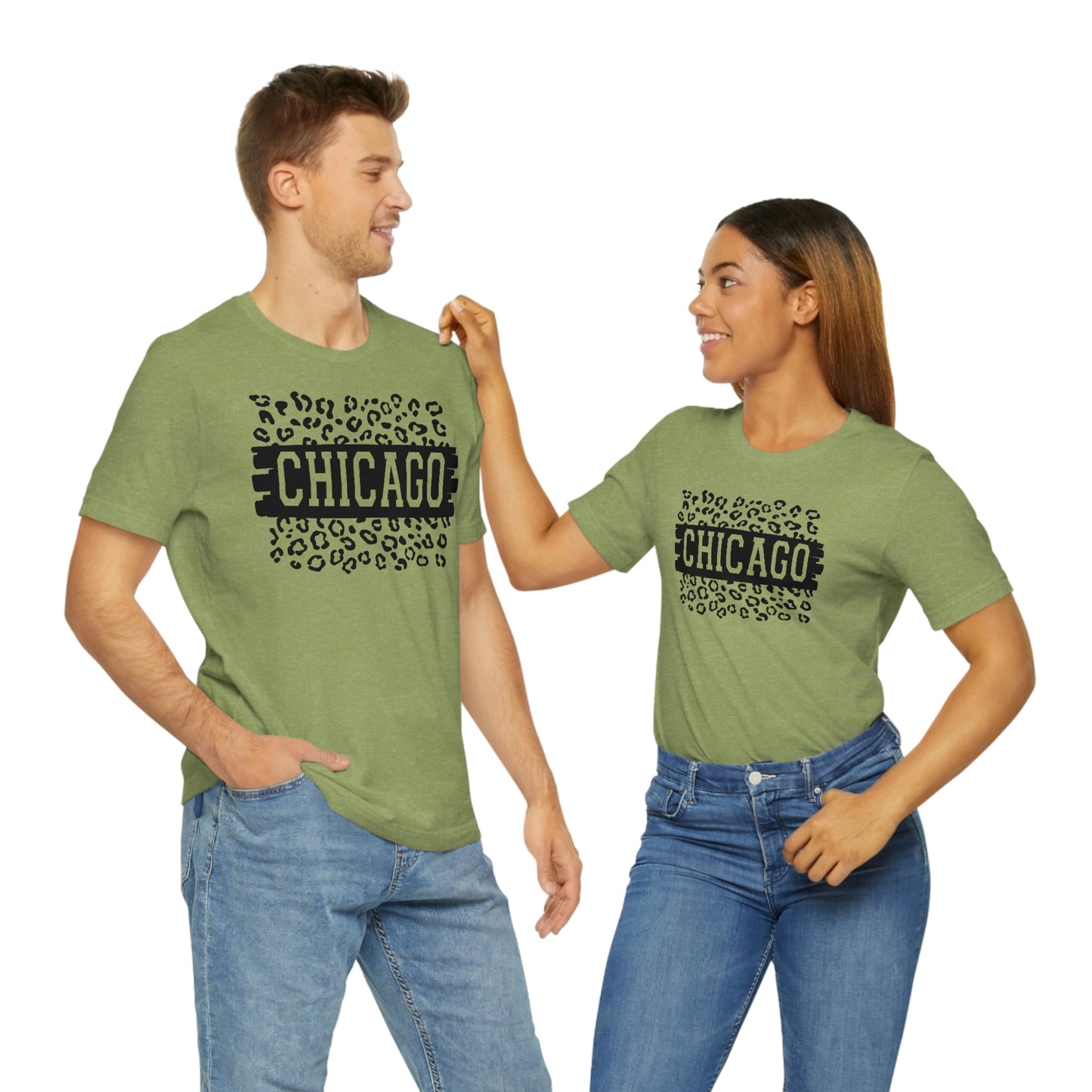 Chicago Illinois Leopard Print Short Sleeve T-shirt