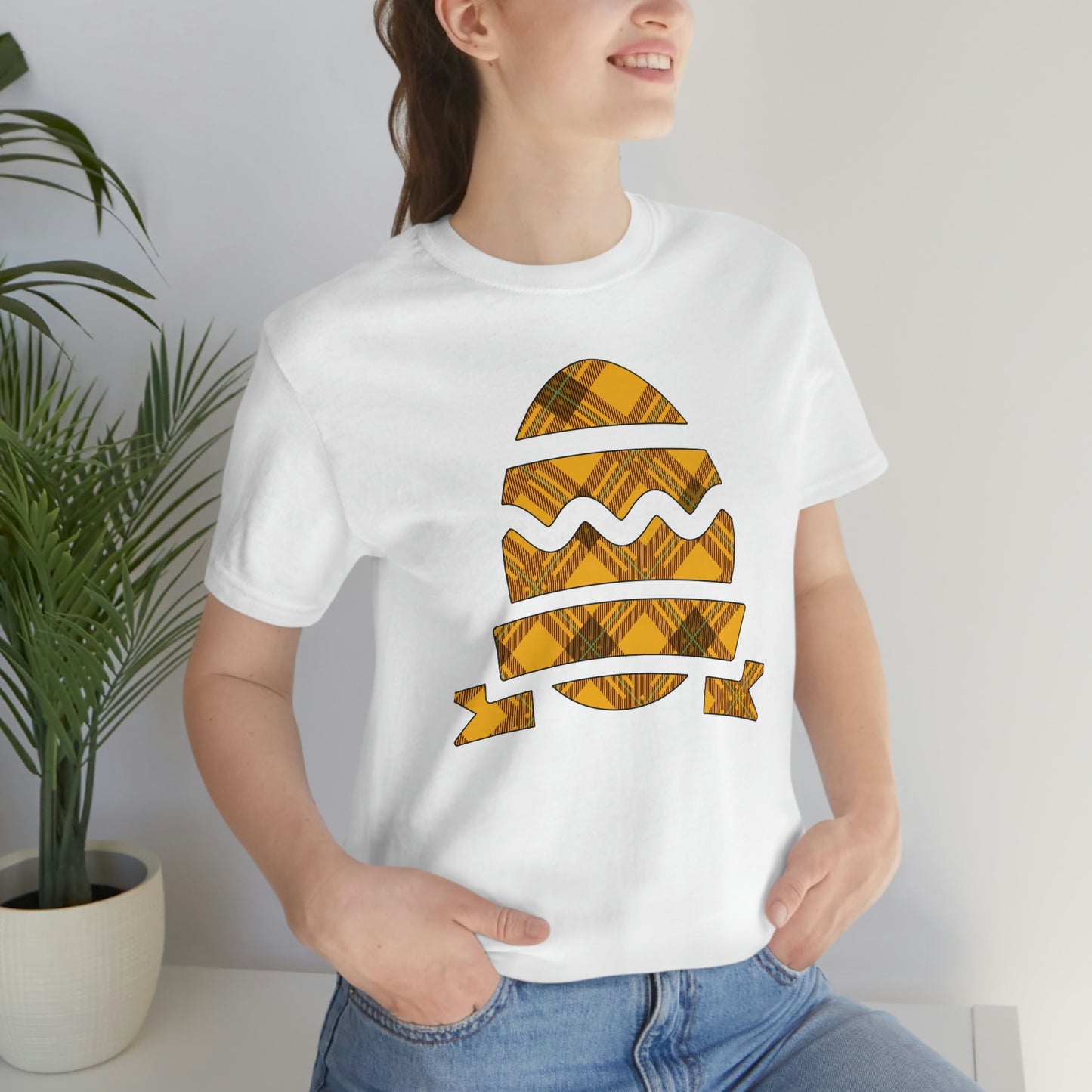 Plaid Egg Easter Spring Unisex Jersey Short Sleeve Tee