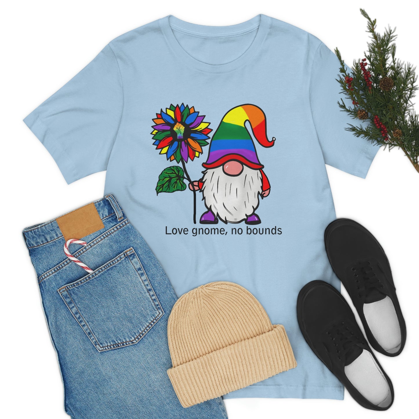 Love Gnomes No Bounds LGBTQIA Print Unisex Jersey Short Sleeve Tee