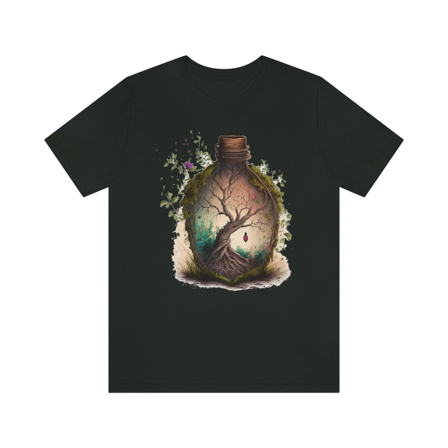 Vintage Bottle Floral Unisex Jersey Short Sleeve Tee